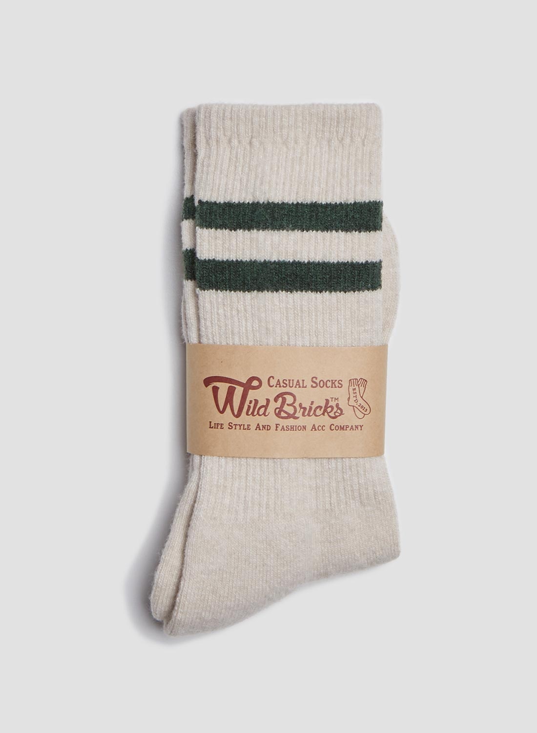 Wild Bricks Wool Vin Tennis Socks Set in Ivory/Orange/Green - 4