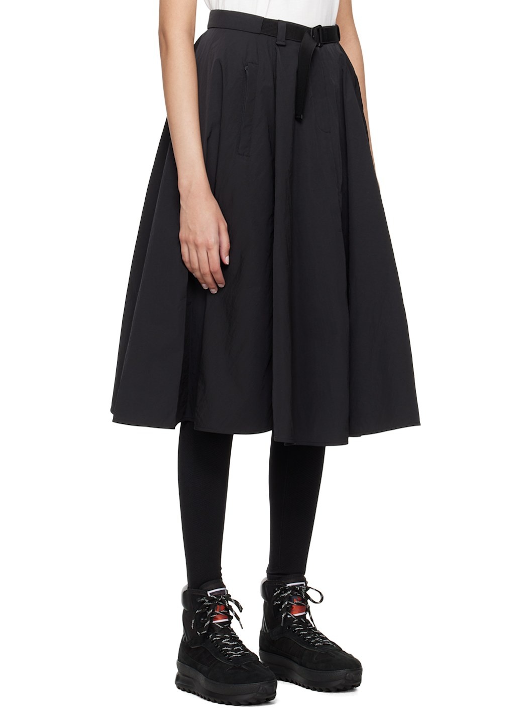 Black Belted Midi Skirt - 2