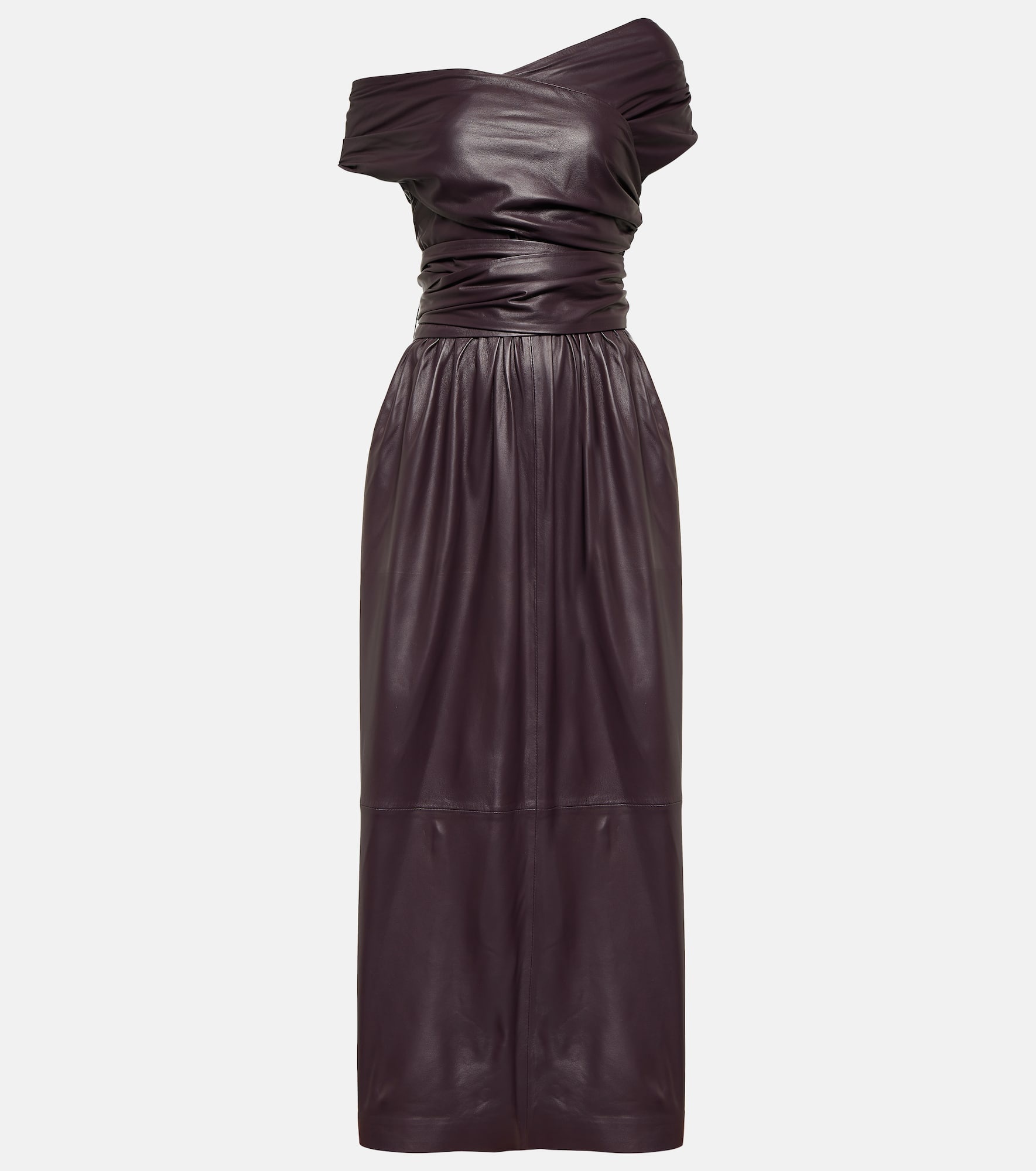 Corfu off-shoulder leather maxi dress - 1