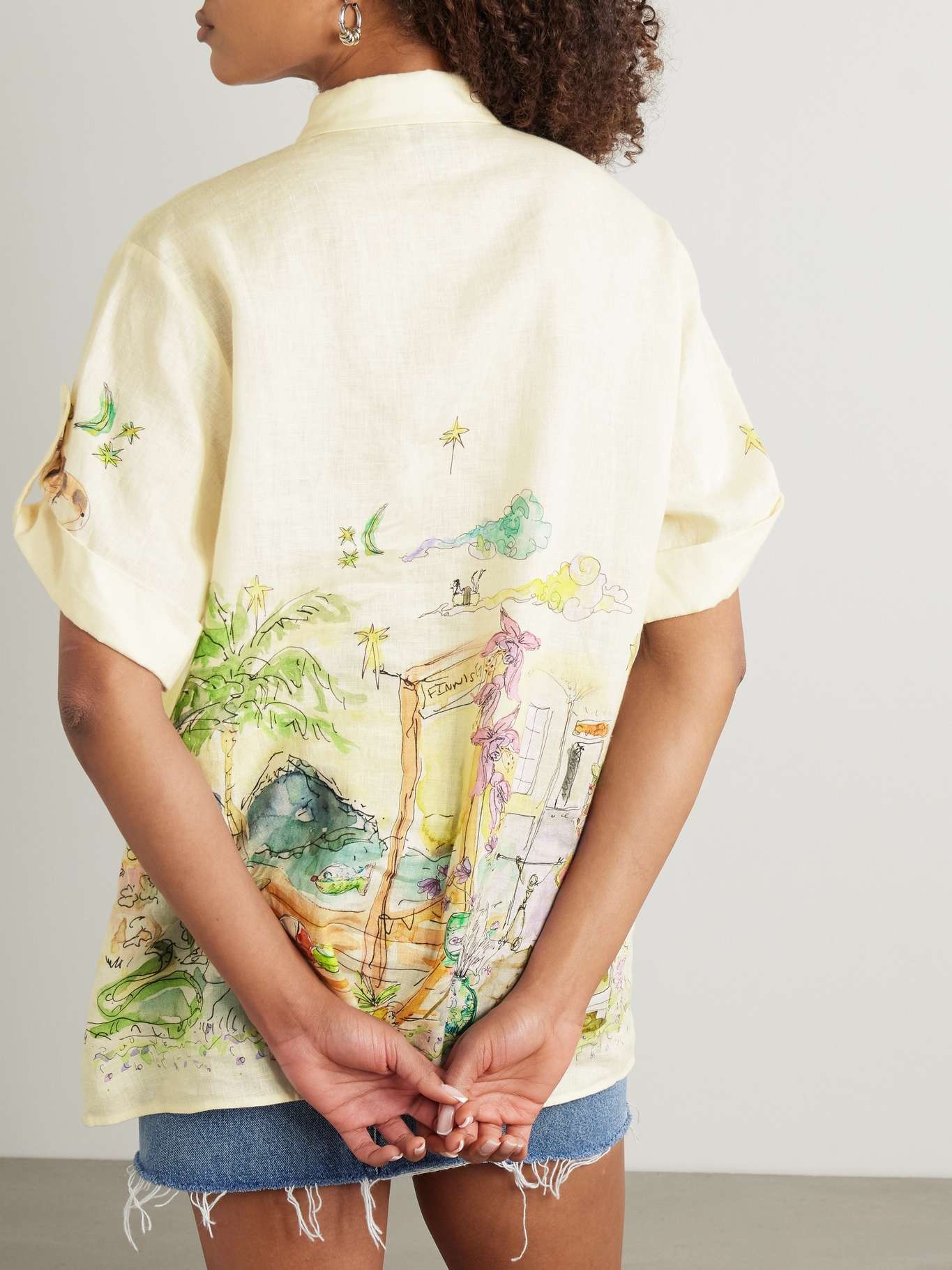 + Anouk Colantoni printed linen-gauze shirt Cream - 4