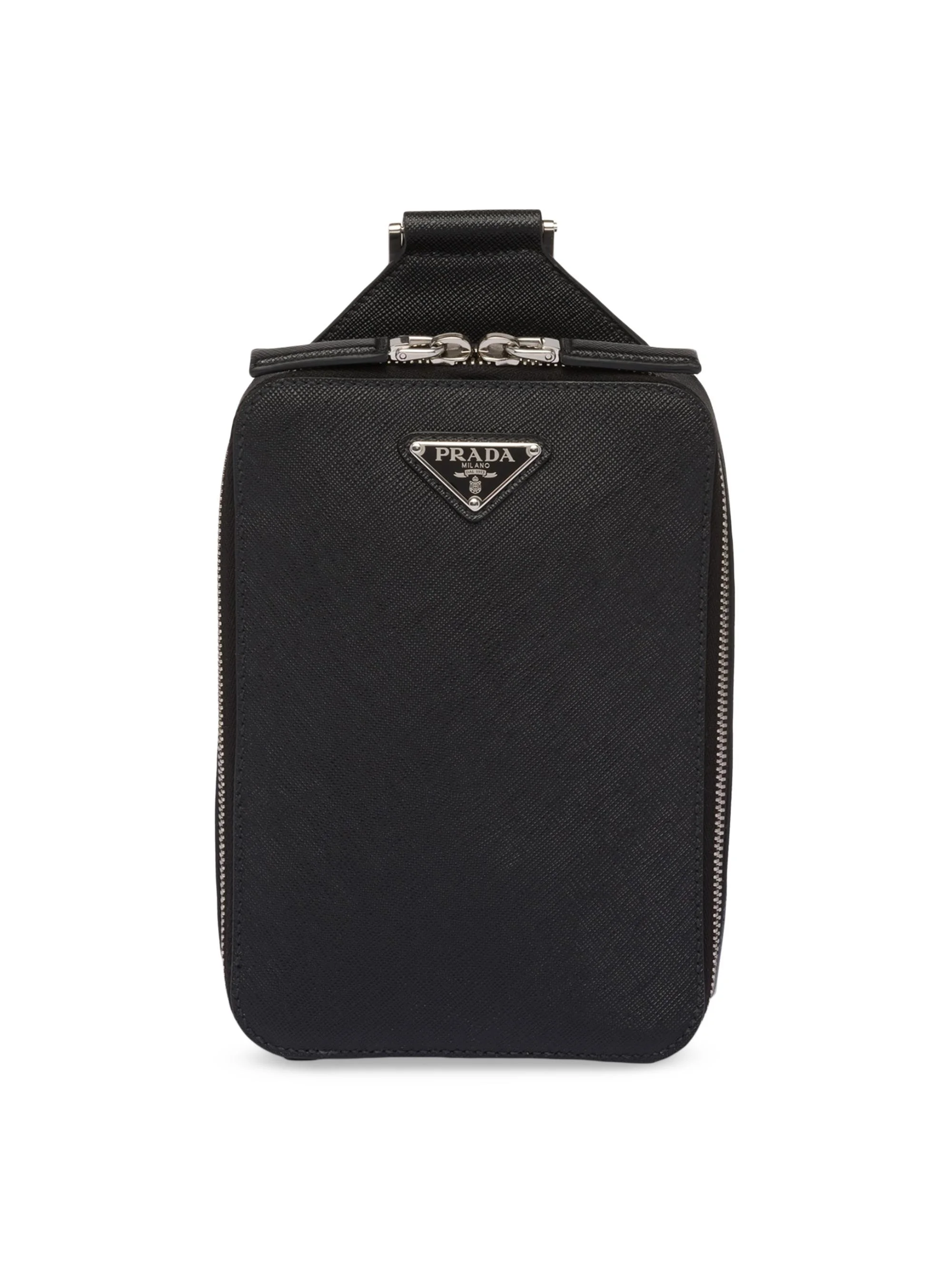 Men's Brique Saffiano Leather Bag - Black - 1