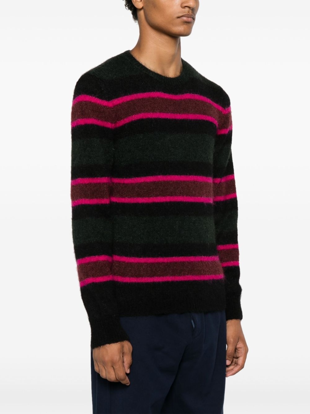 striped crew neck jumper - 3