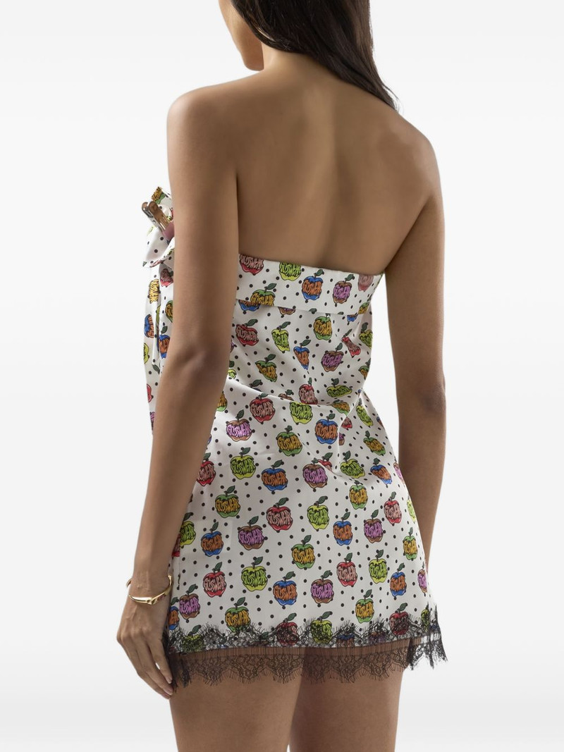 apple-print lace-detail mini dress 4