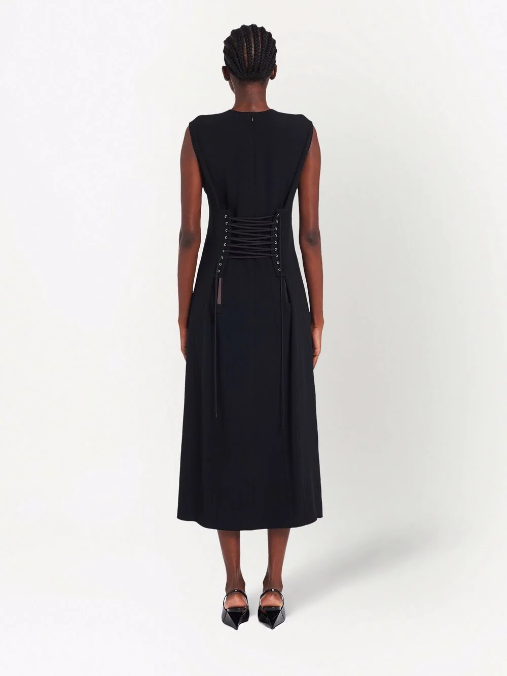lace-up mid-length dress - 3