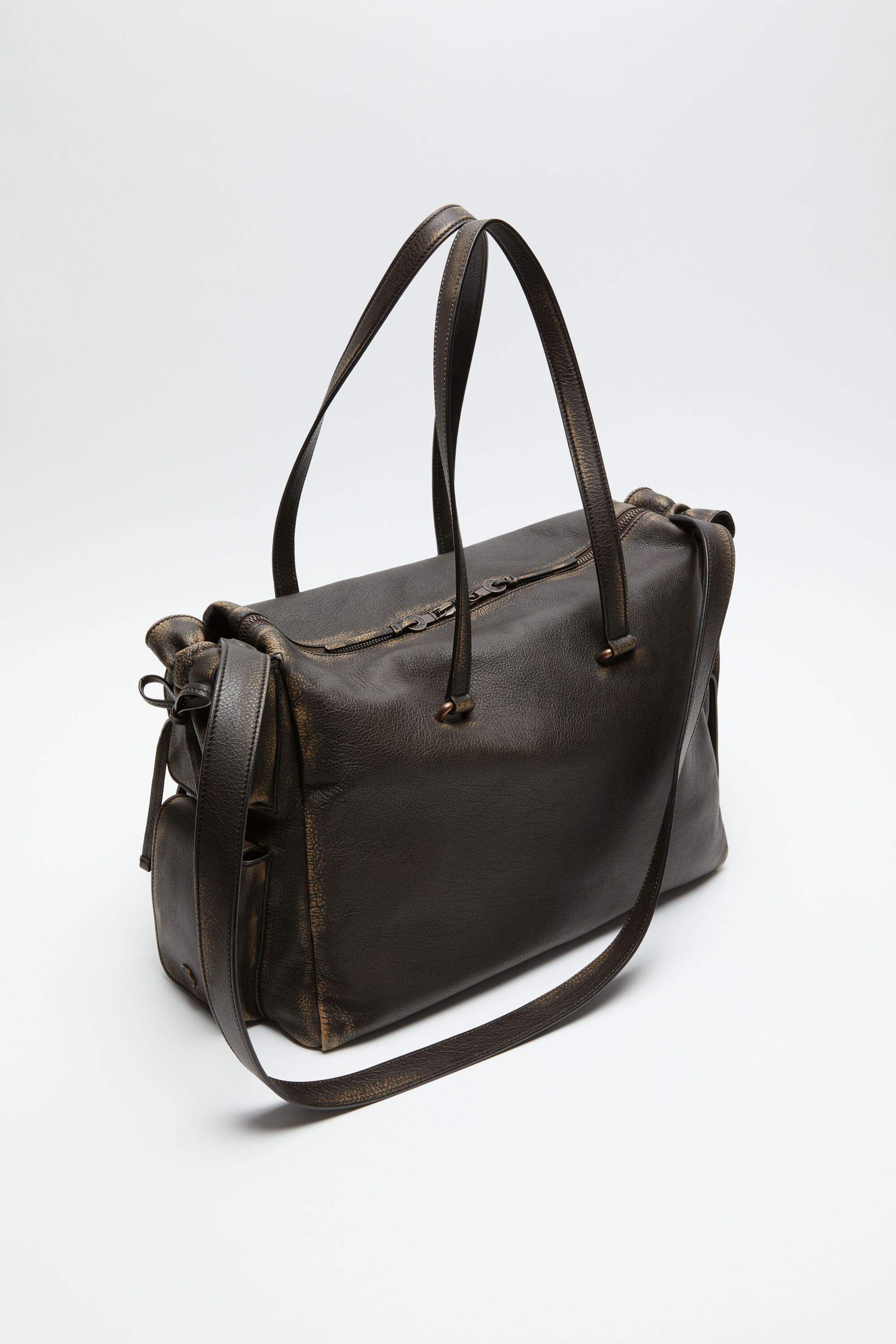 Multipocket tote bag - Dark brown/beige - 3