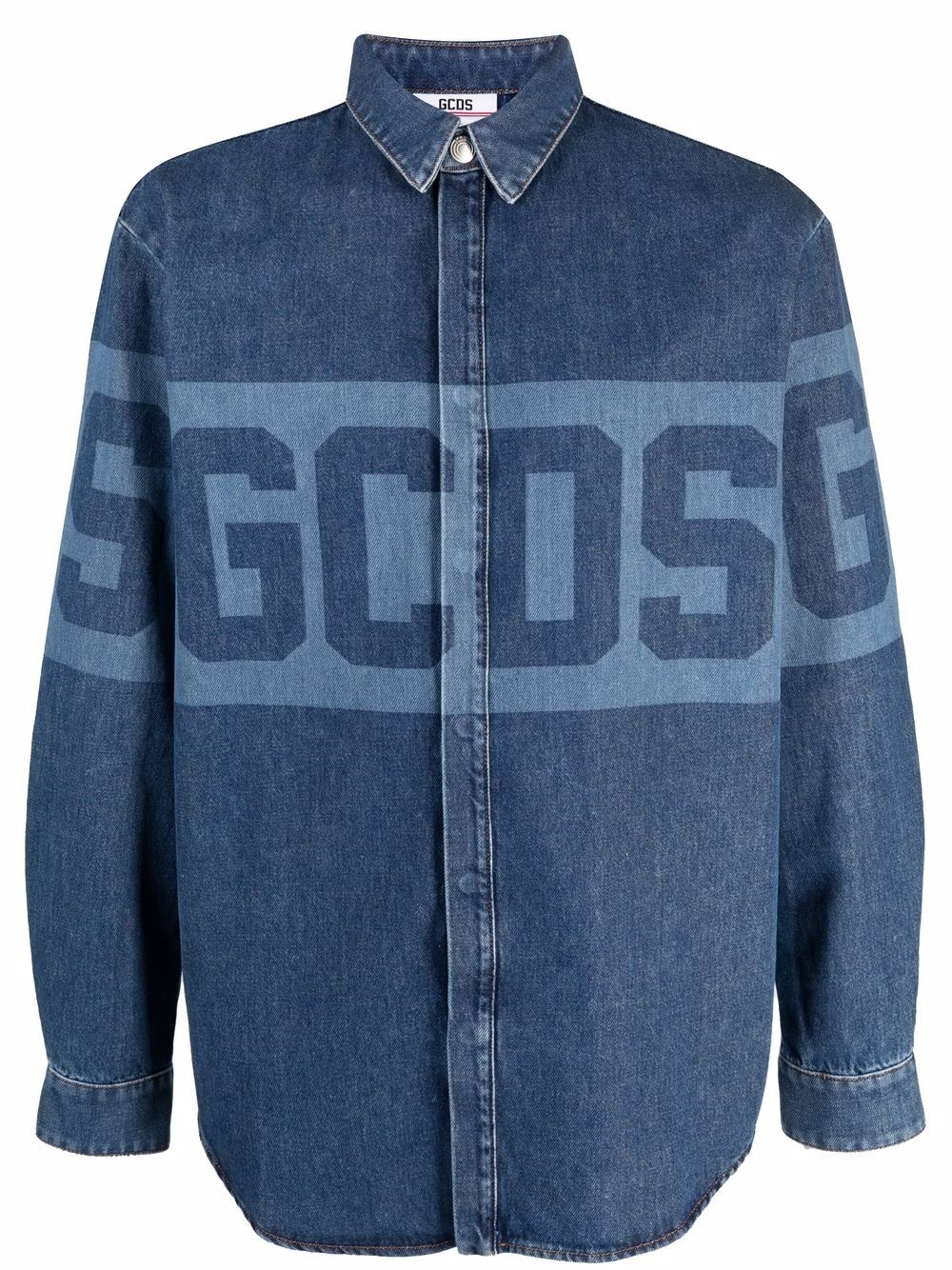 logo-print denim shirt - 1