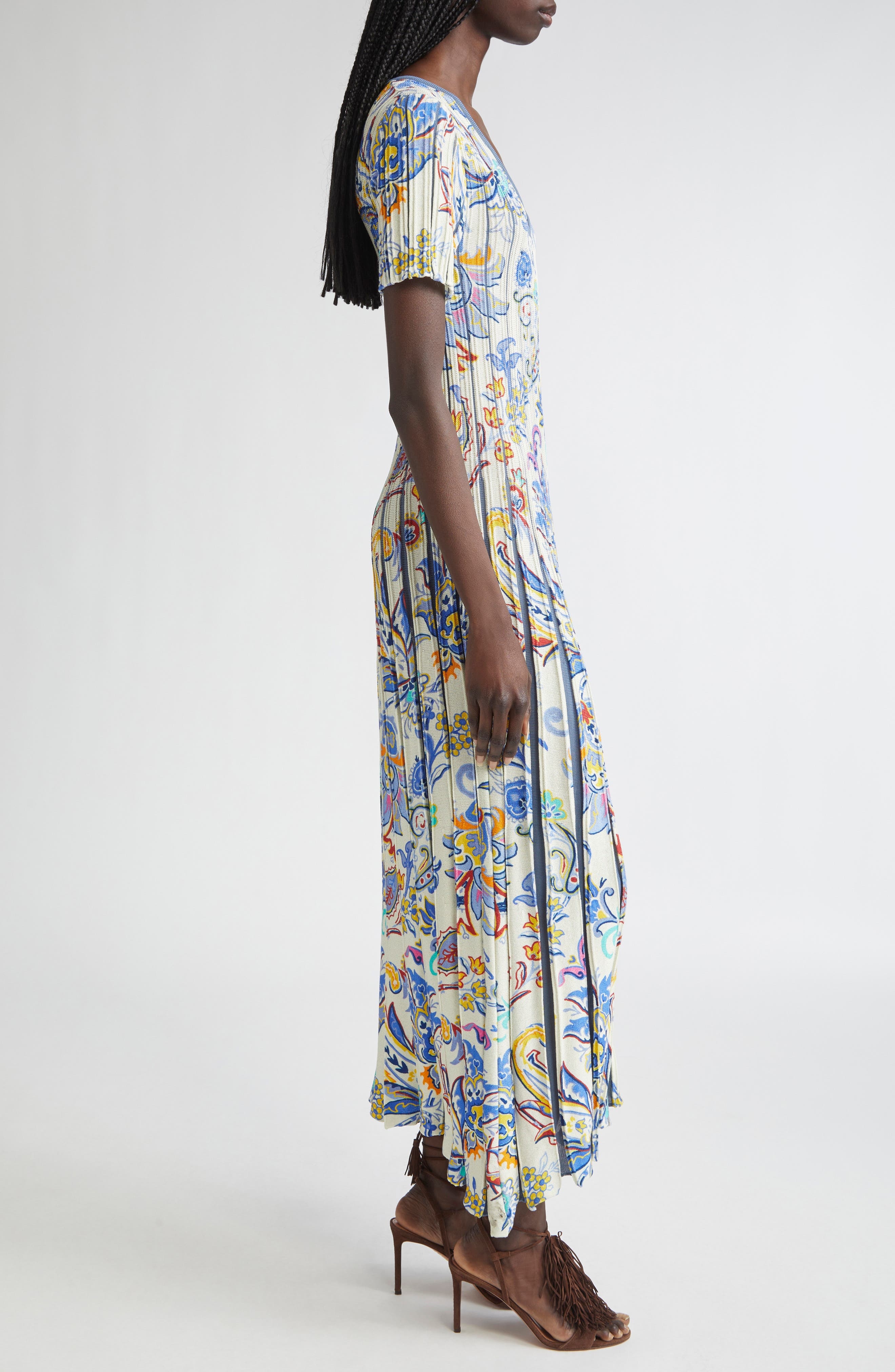 Etro Floral Knit Midi Dress in Stampa F.do Bianco at Nordstrom - 4