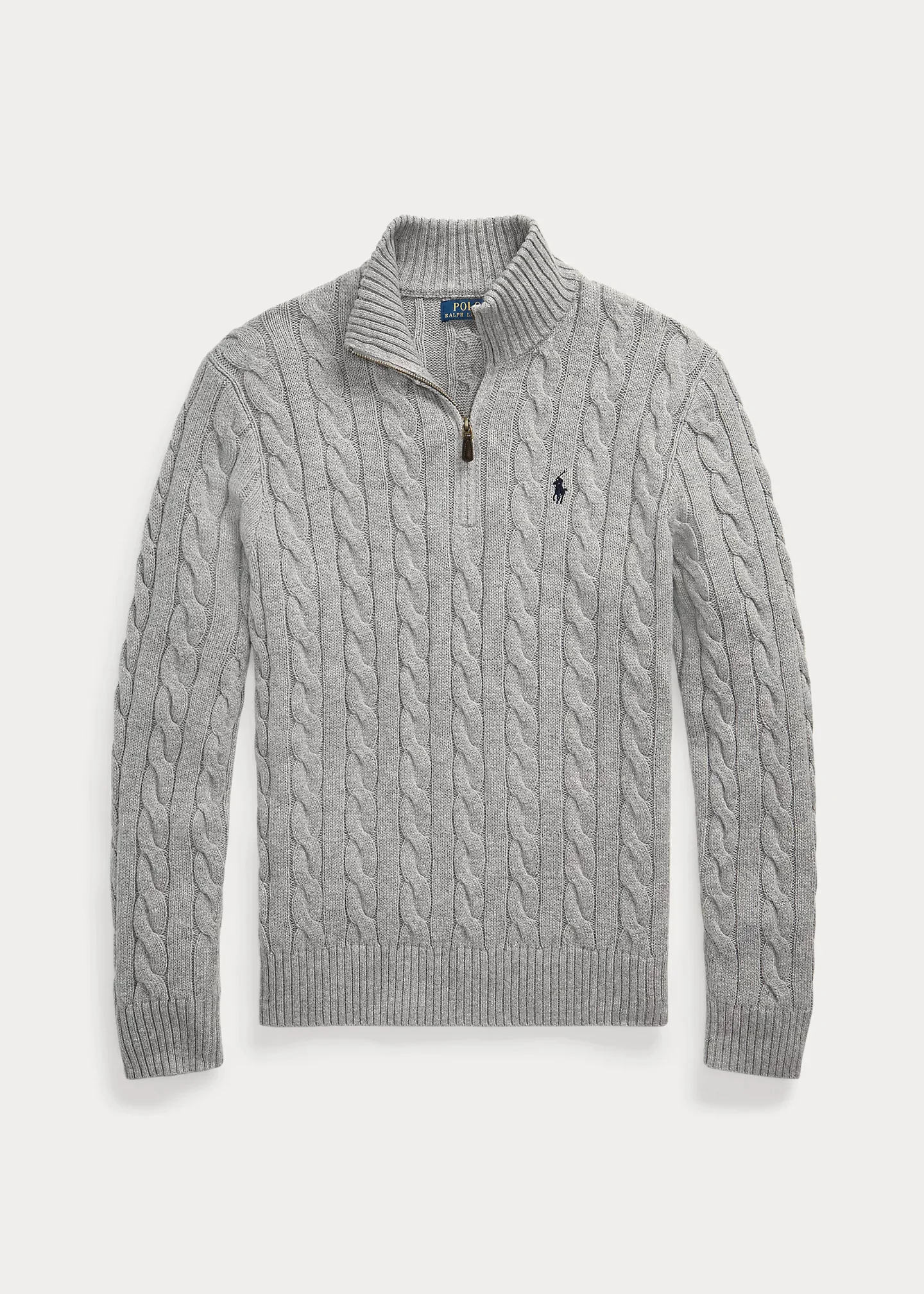 Cable-Knit Cotton Quarter-Zip Sweater - 1