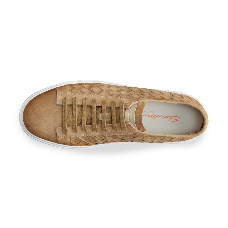 Men's beige woven suede sneaker 5