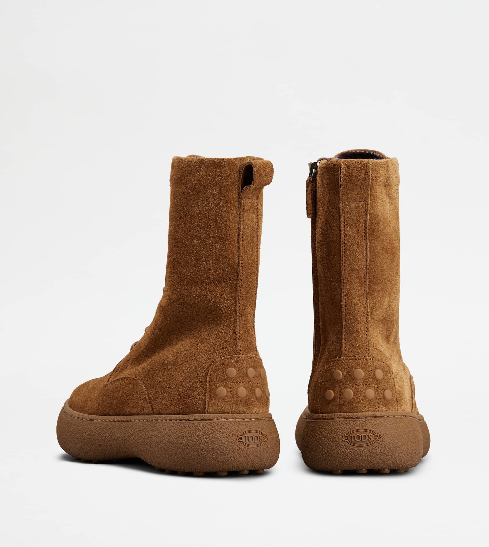 TOD'S W. G. LACE-UP ANKLE BOOTS IN SUEDE - BROWN - 2
