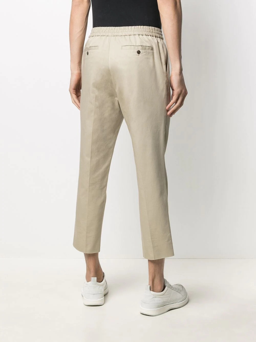 elasticated-waist cropped trousers - 4