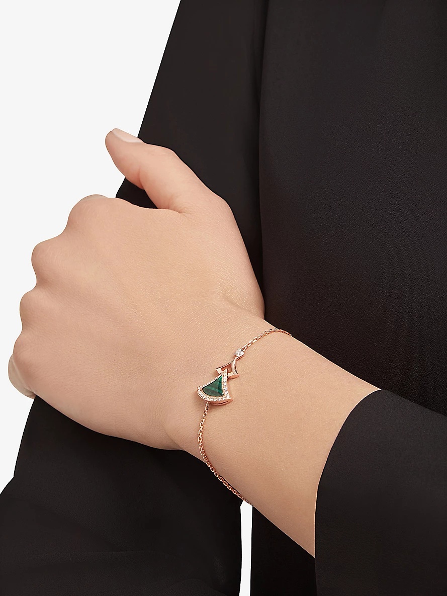 Divas' Dream 18ct rose-gold, malachite and 0.31ct round brilliant-cut diamond bracelet - 4