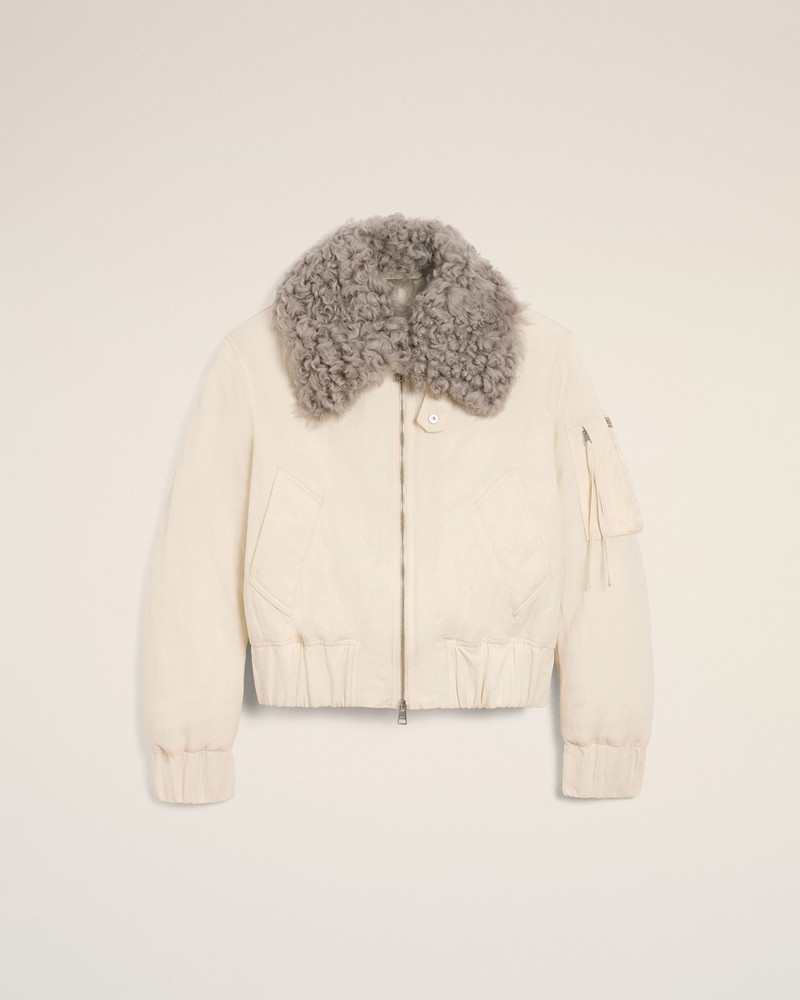 WHITE NYLON PADDED BOMBER 1
