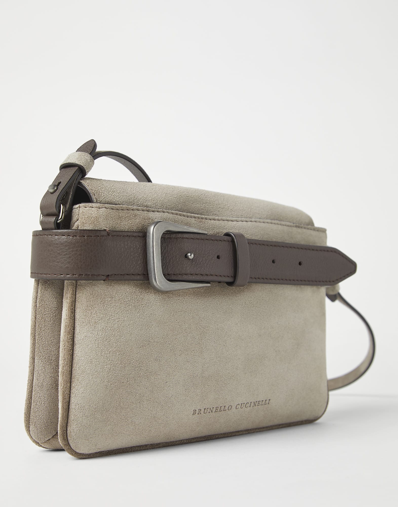 Sartorial small cross-body bag in suede - 3