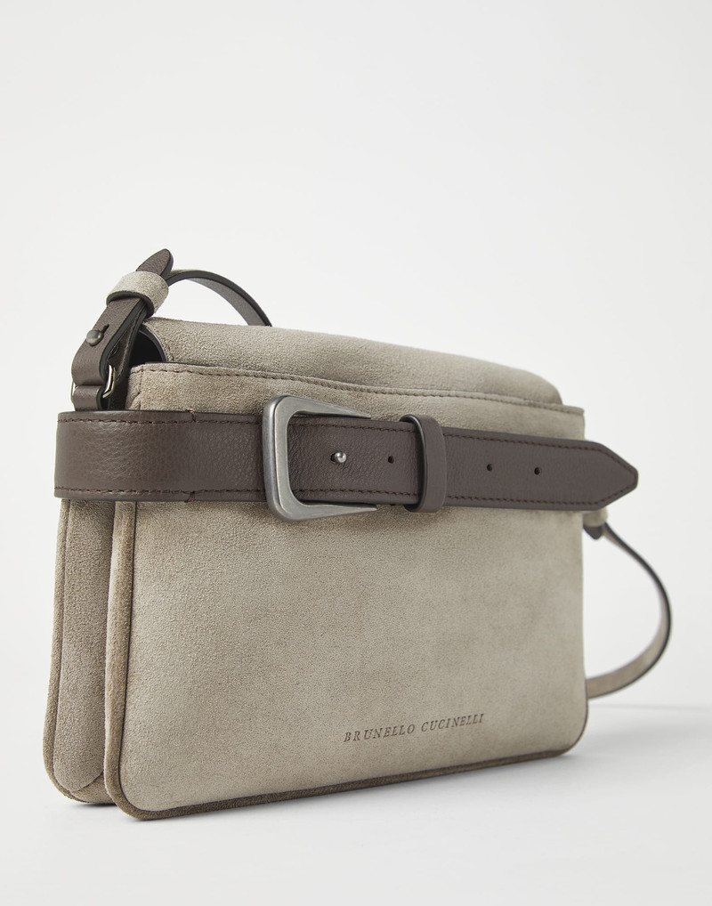Suede shoulder bag with belt detail 3