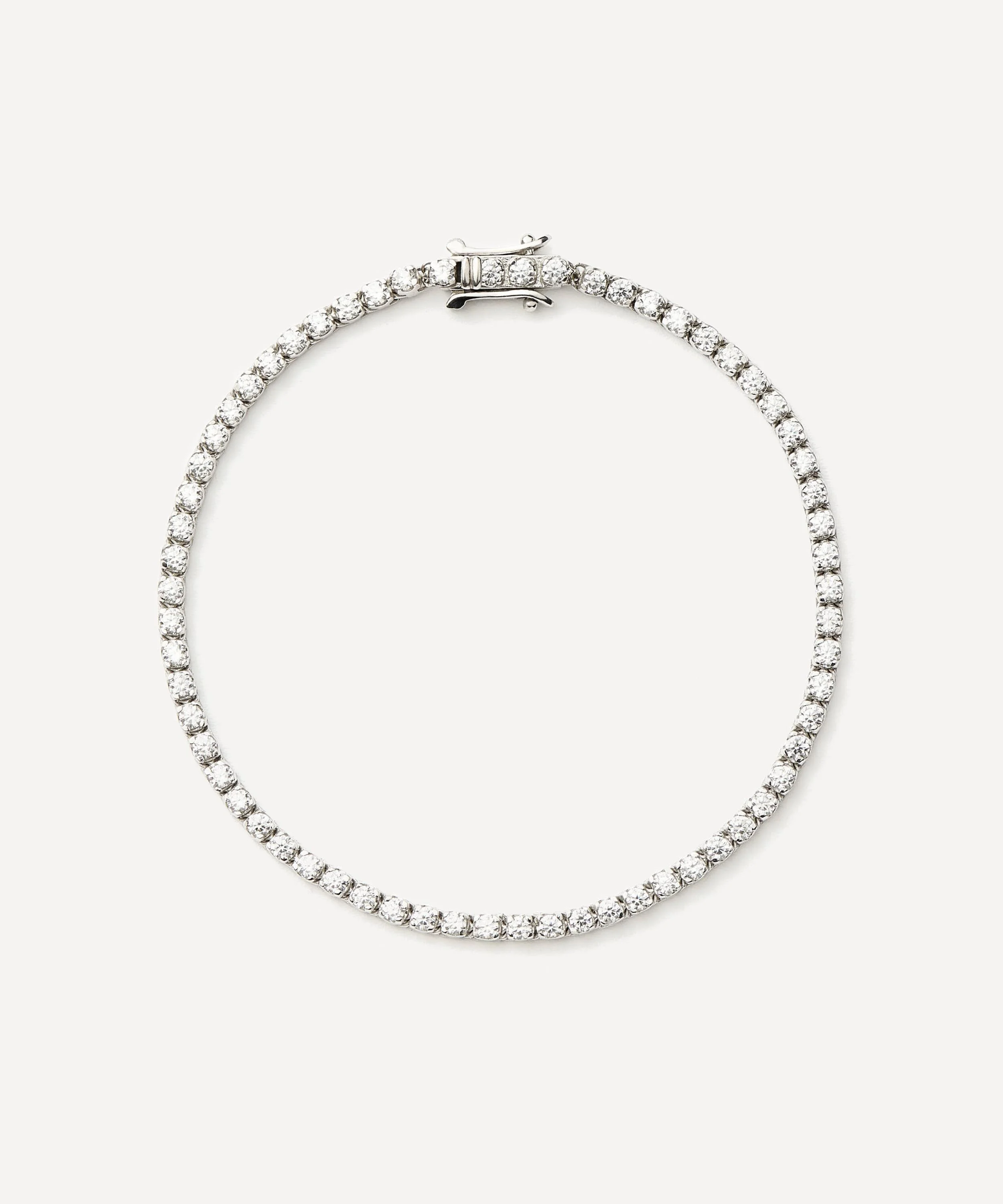 Rhodium-Plated Classic Tennis Bracelet - 1
