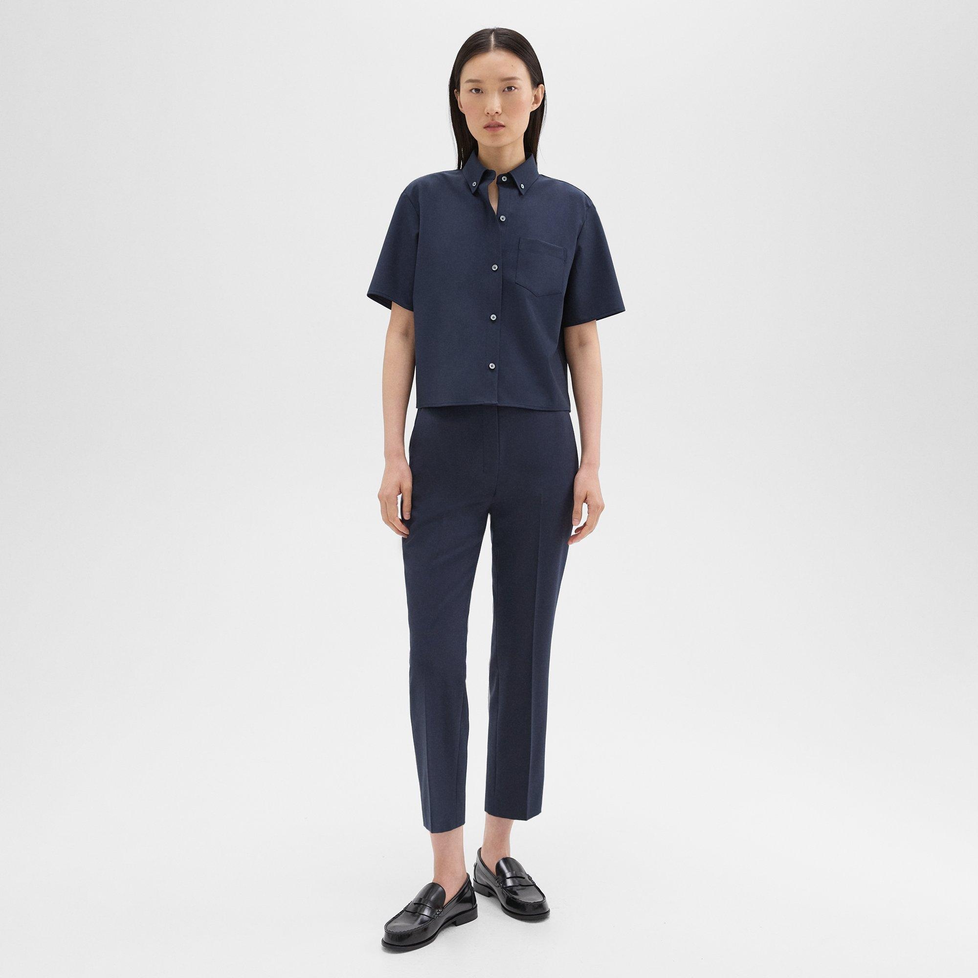 Cropped Short-Sleeve Shirt in Good Wool - 6