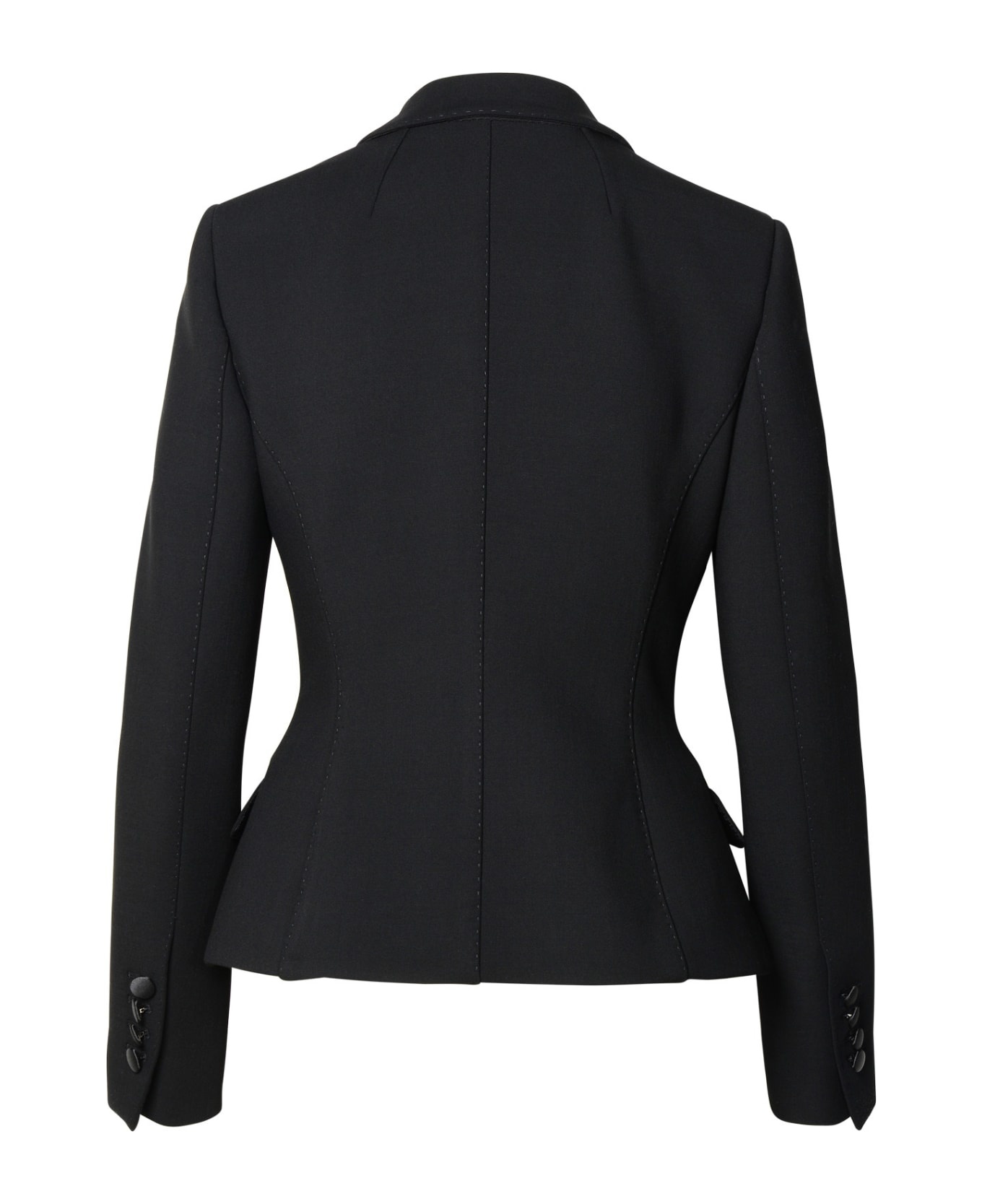 Black Wool Blend Blazer - 3