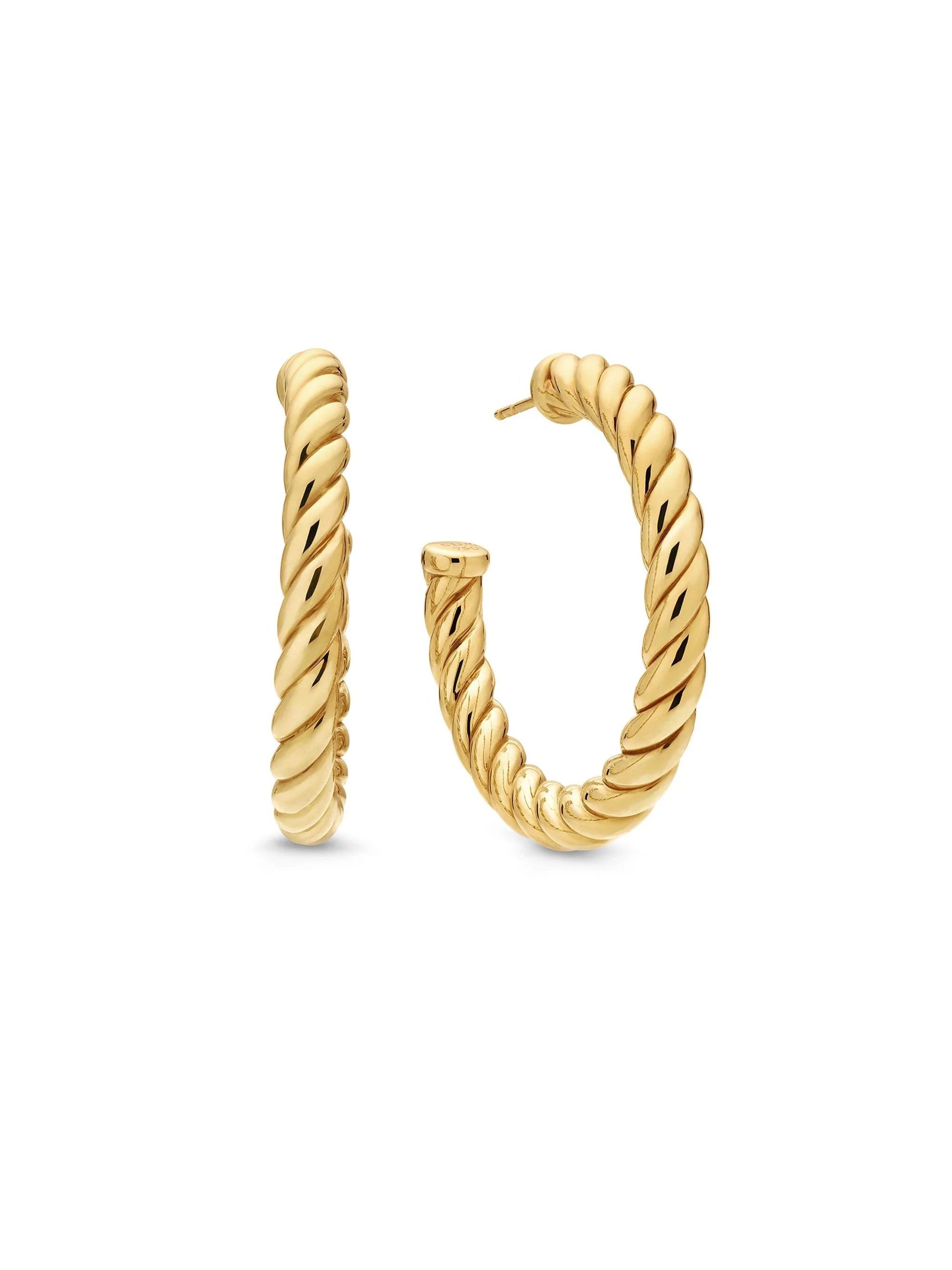 Women's Sculpted Cable Hoop Earrings in 18K Yellow Gold, 40MM - Gold - 1