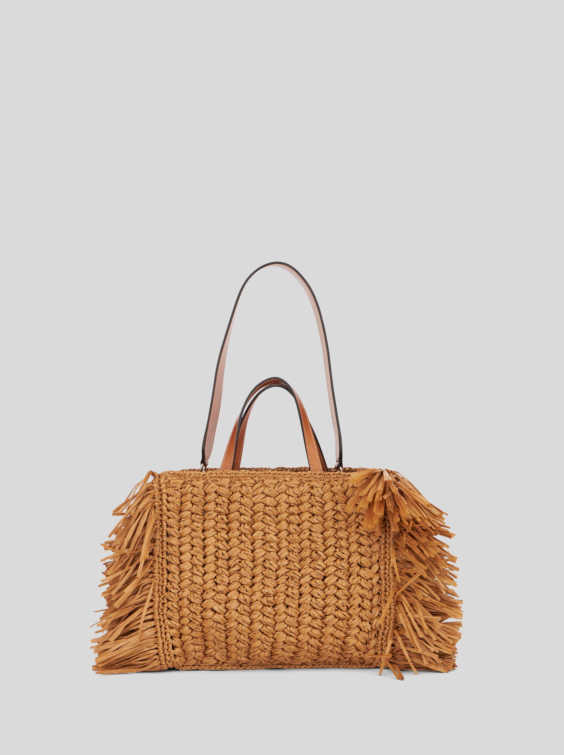 MEDIUM FRINGED RAFFIA SHOPPING BAG - 2