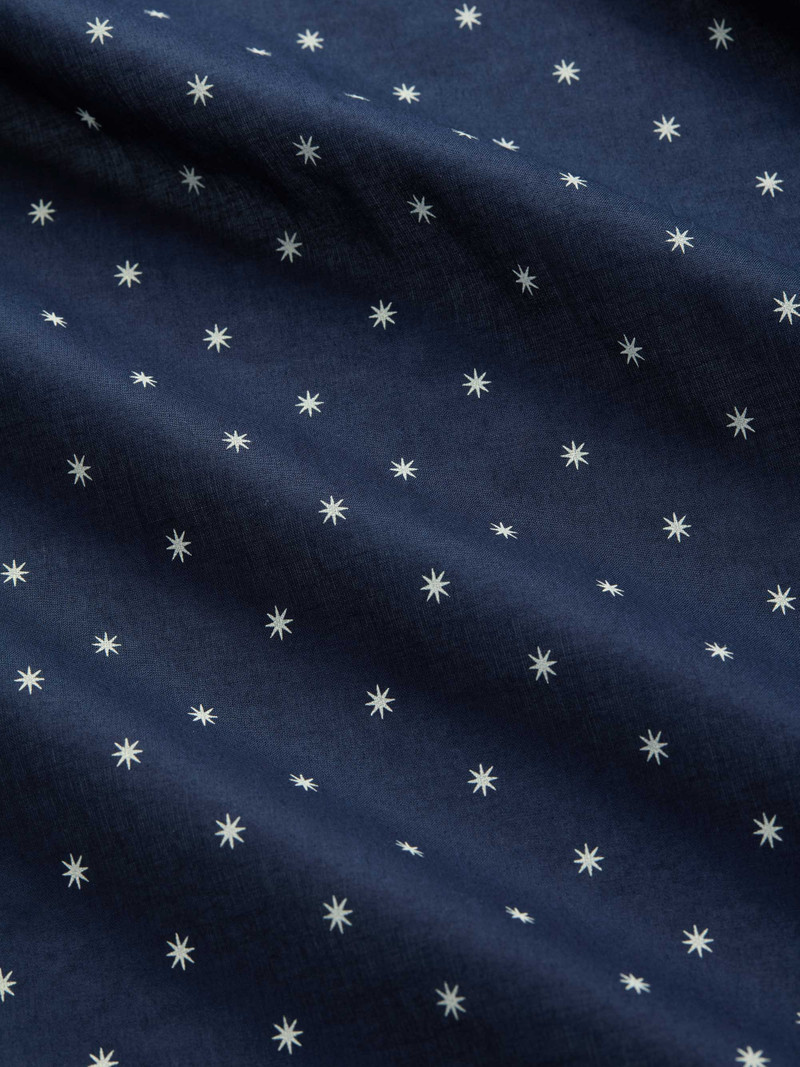 Men's Classic Fit Pajamas Cotton Batiste Navy Blue Starburst Print 6