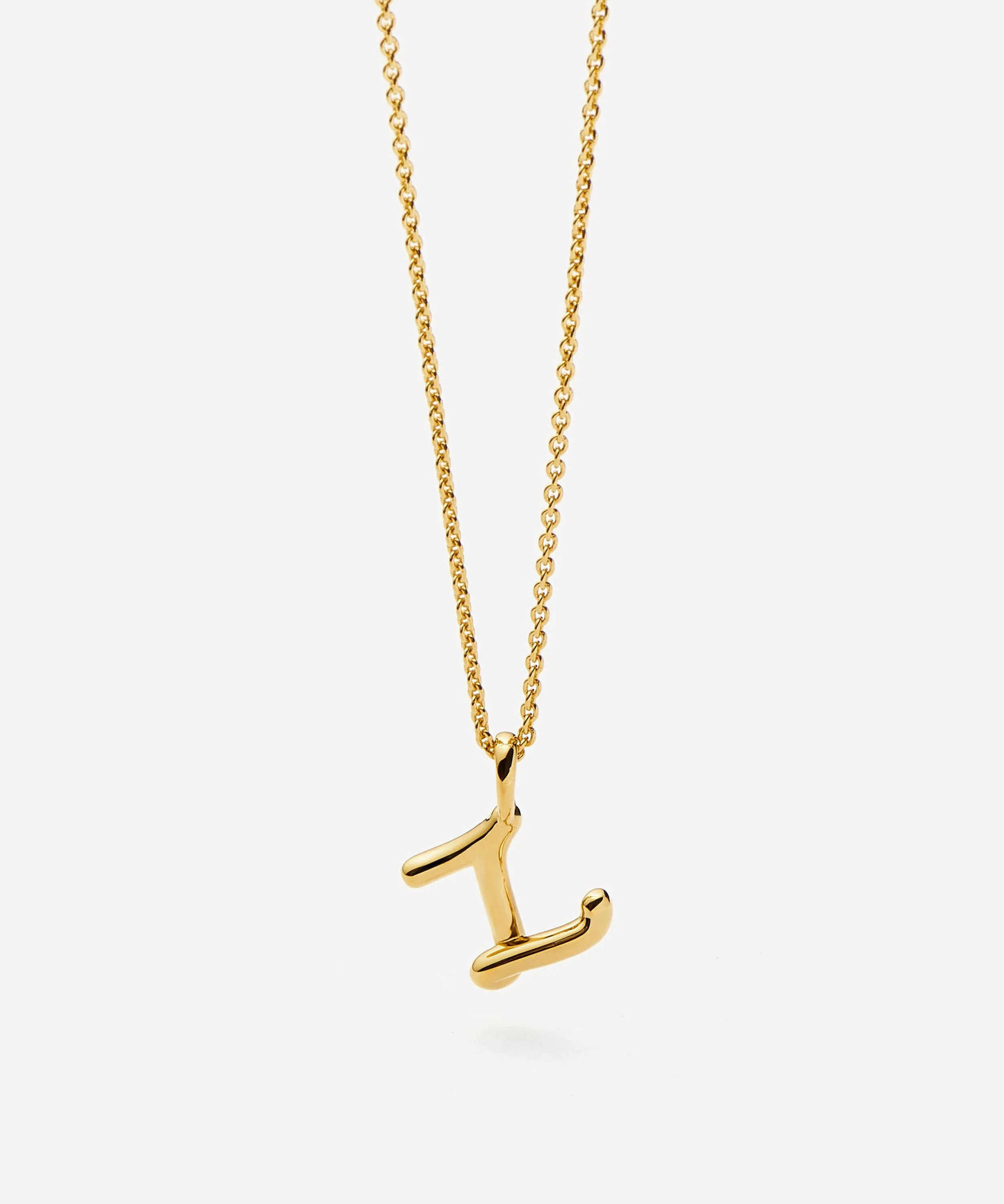 18ct Gold-Plated Vermeil Silver Curly Molten Mini Z Initial Pendant Necklace - 1