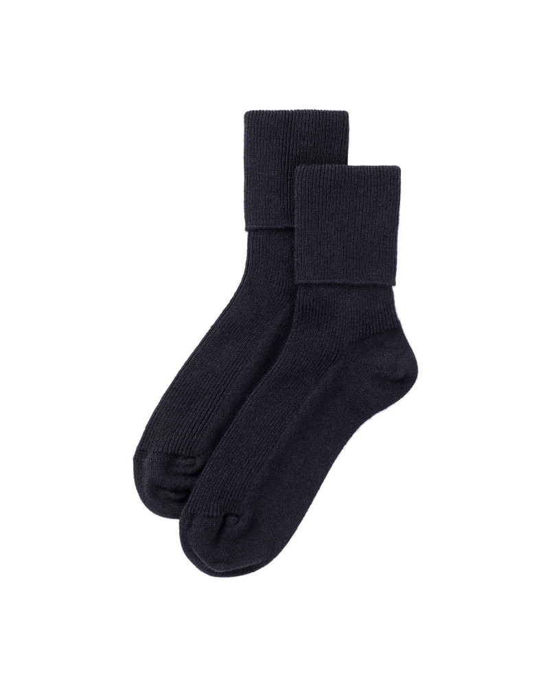 Women's Navy Cashmere Socks 1
