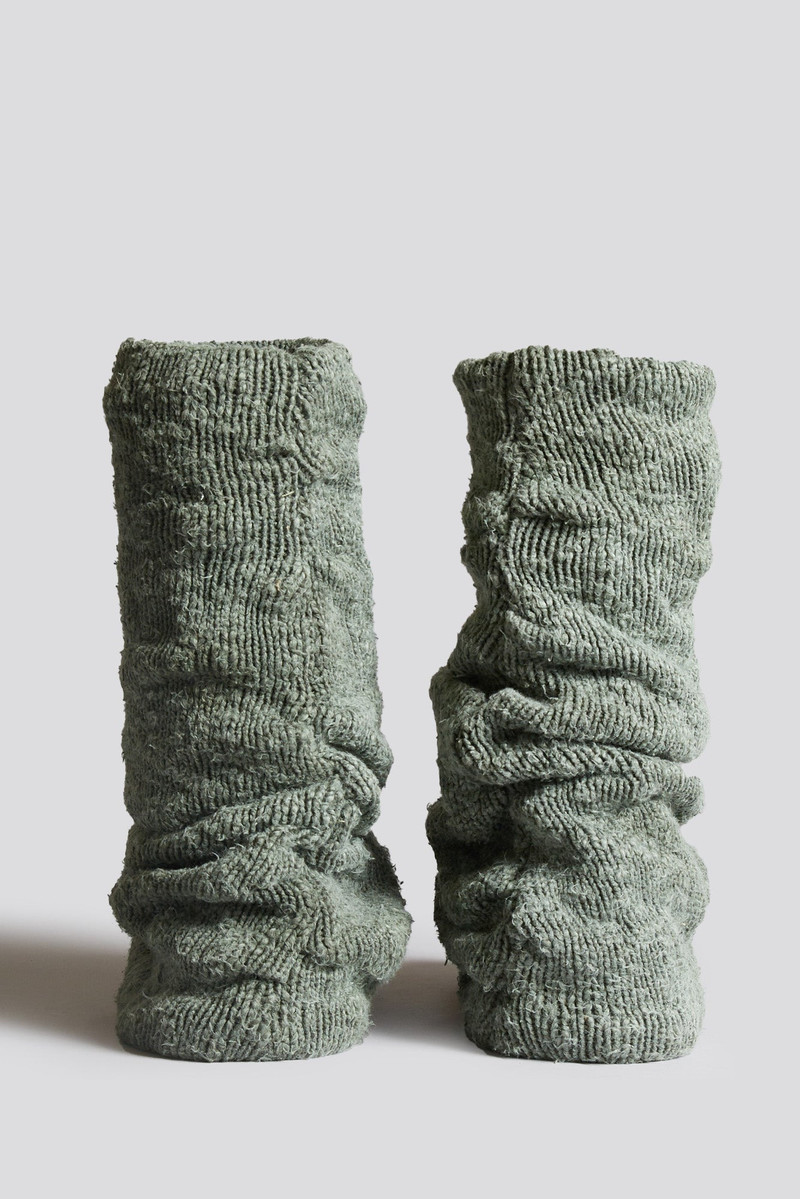 KURT HIGH TOP SNEAKER WITH WARMER - WASHED OLIVE PLAIN KNIT 4