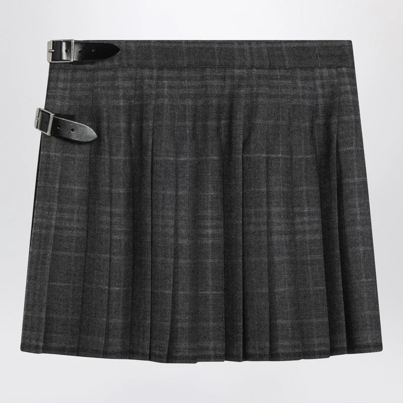 Balenciaga Grey Shadow-Effect Tartan Mini Skirt Women - 1
