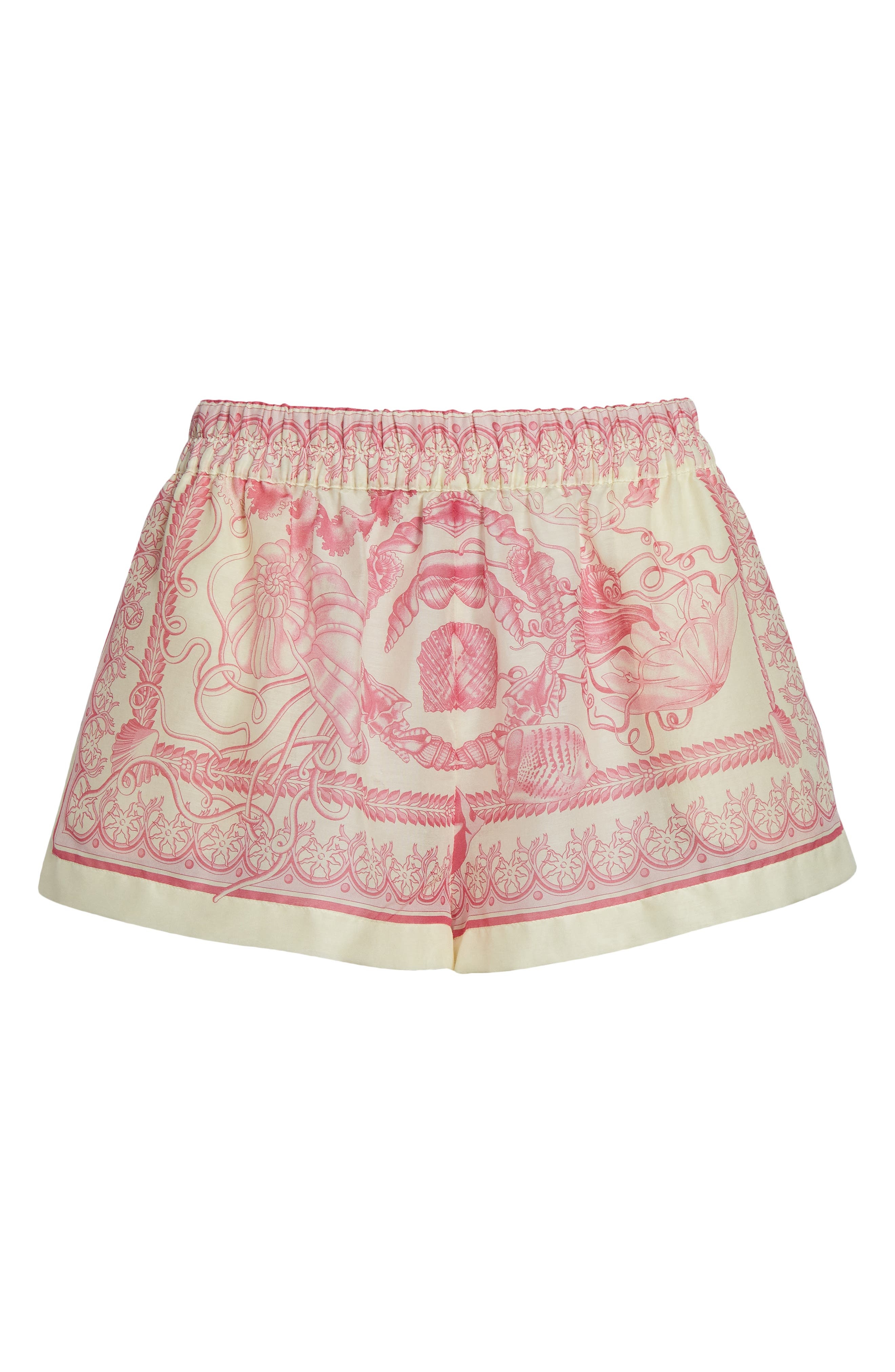 Versace Tex Barocco Cotton & Silk Voile Cover-Up Shorts in Eggshell Dragonfruit at Nordstrom - 7