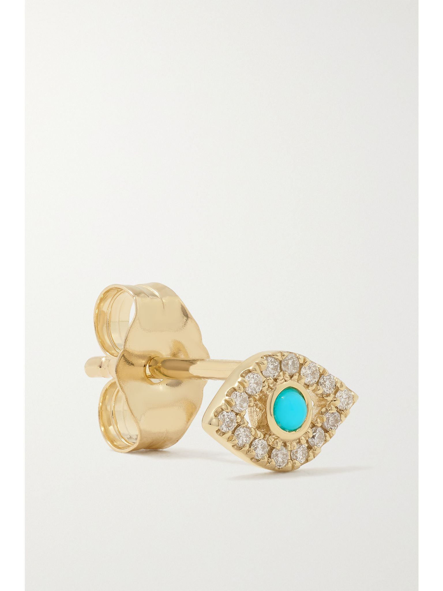 Small Evil Eye 14-karat gold, diamond and turquoise single earring Turquoise - 3