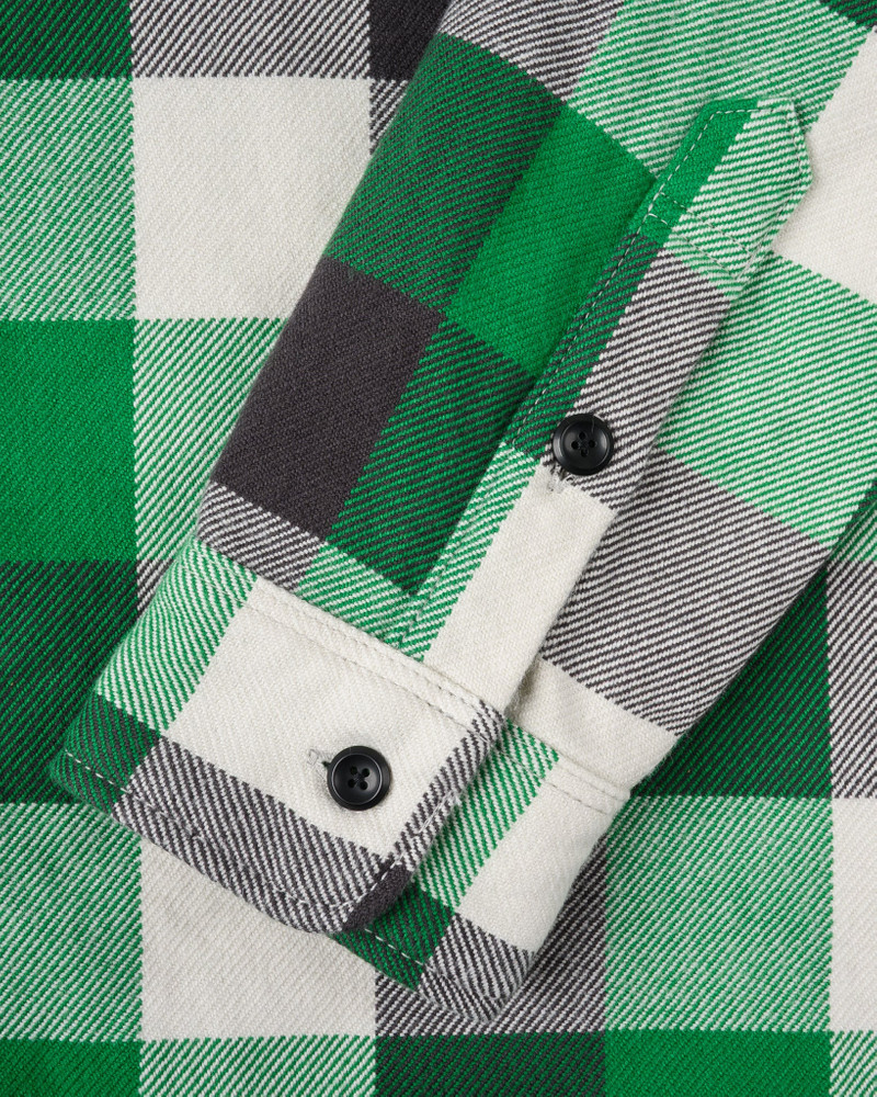 ULTRA HEAVY FLANNEL VINTAGE CHECK WORK OVERSHIRT - GREEN 9