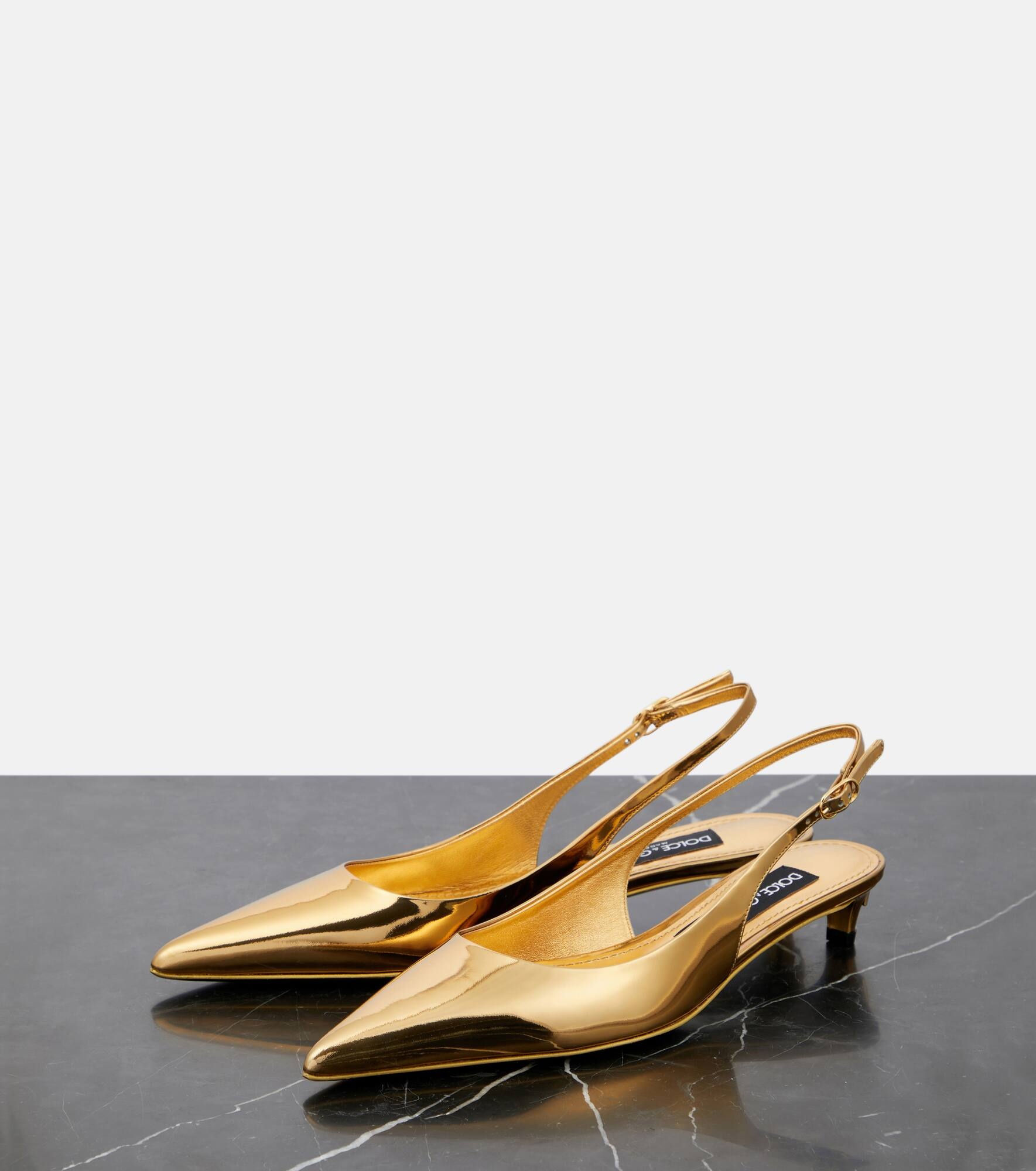 Metallic patent leather slingback pumps - 5