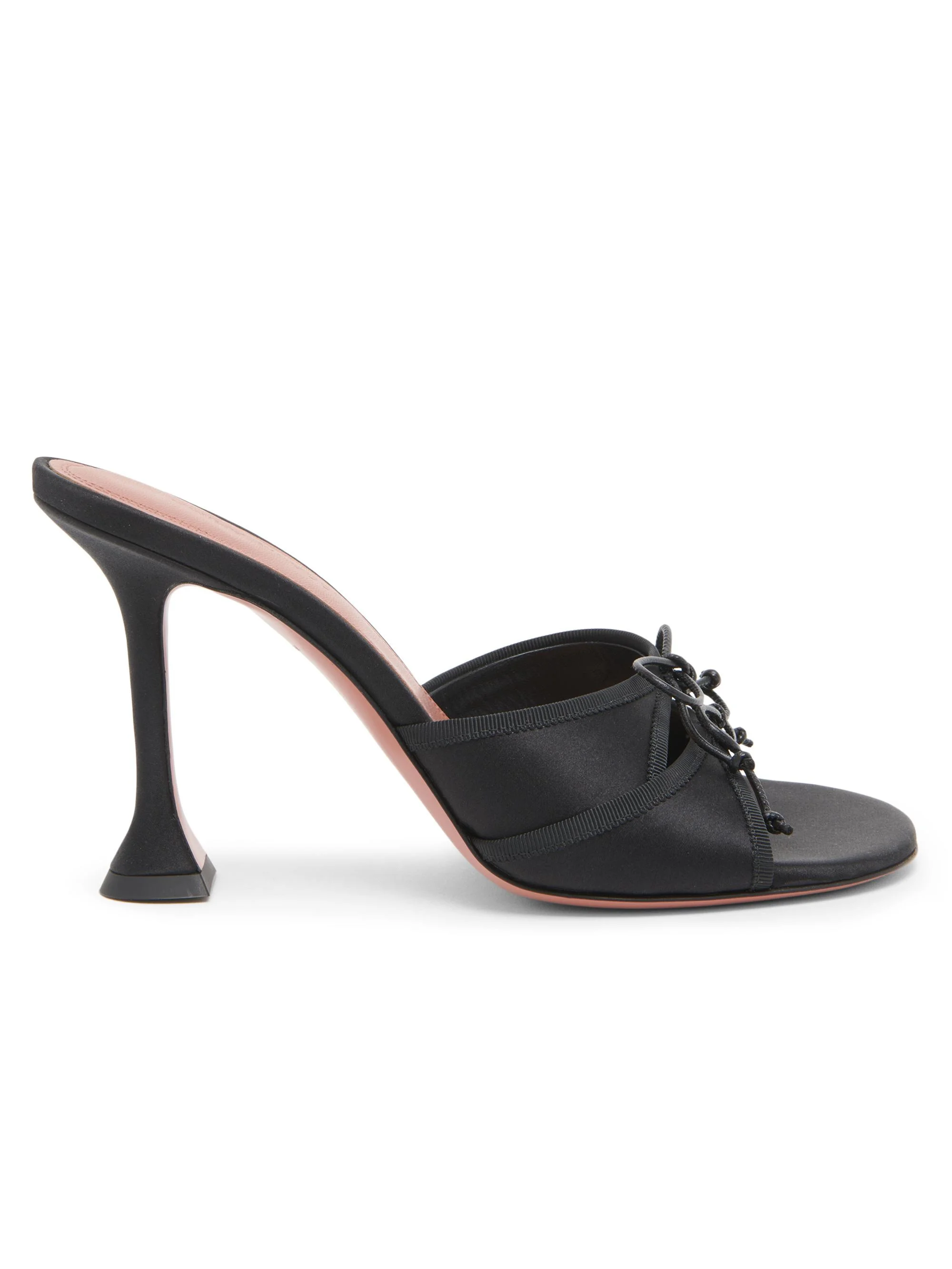 Women's Eleonora 95MM Satin Slippers - Black Satin - 1