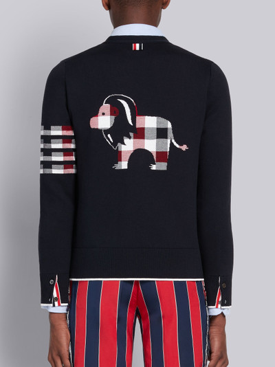 Thom Browne 4-Bar Lion Icon jacquard cardigan outlook