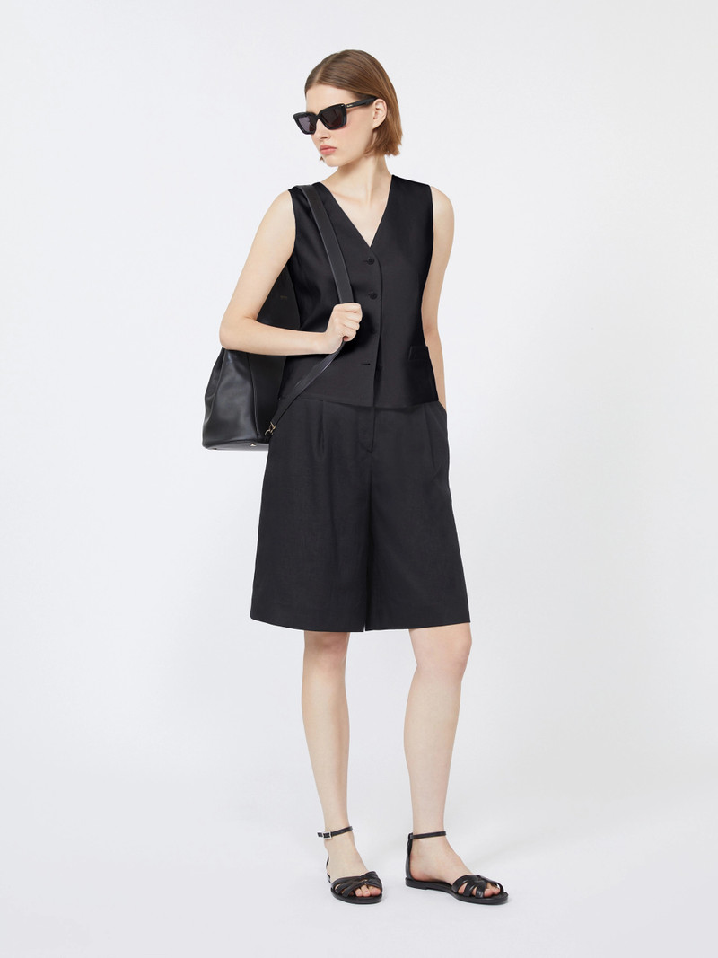 Max Mara CARNET Linen canvas gilet - BLACK outlook