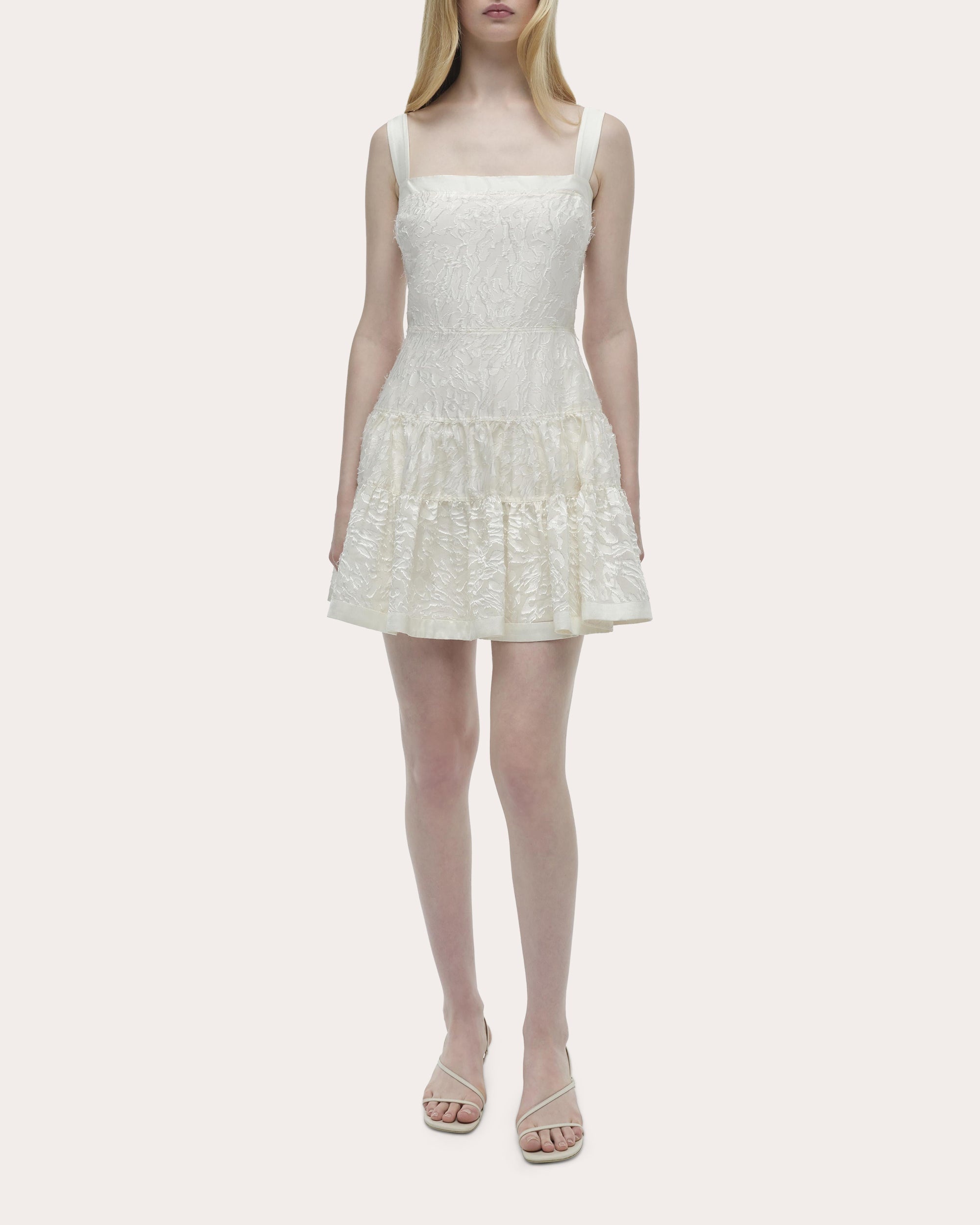 Laila Frayed Jacquard Tiered Mini Dress - 5