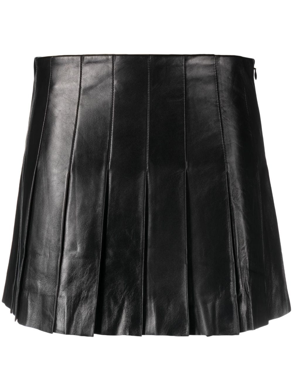 pleated leather miniskirt - 1