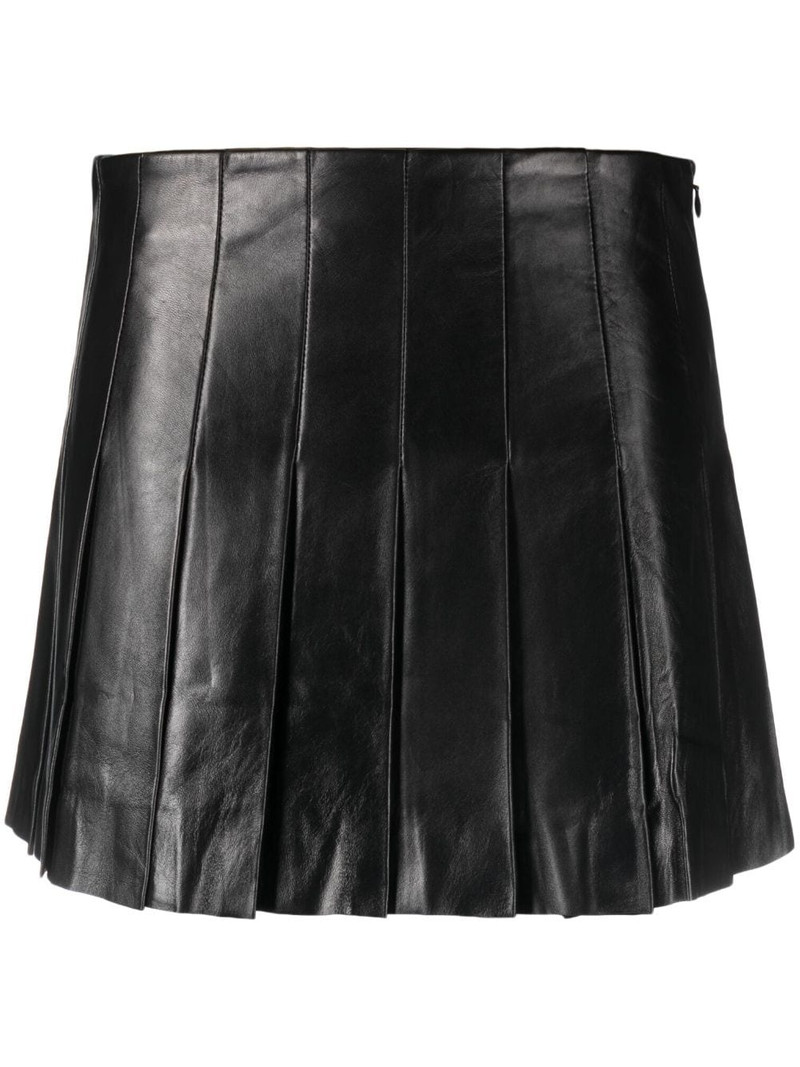 pleated leather miniskirt 1