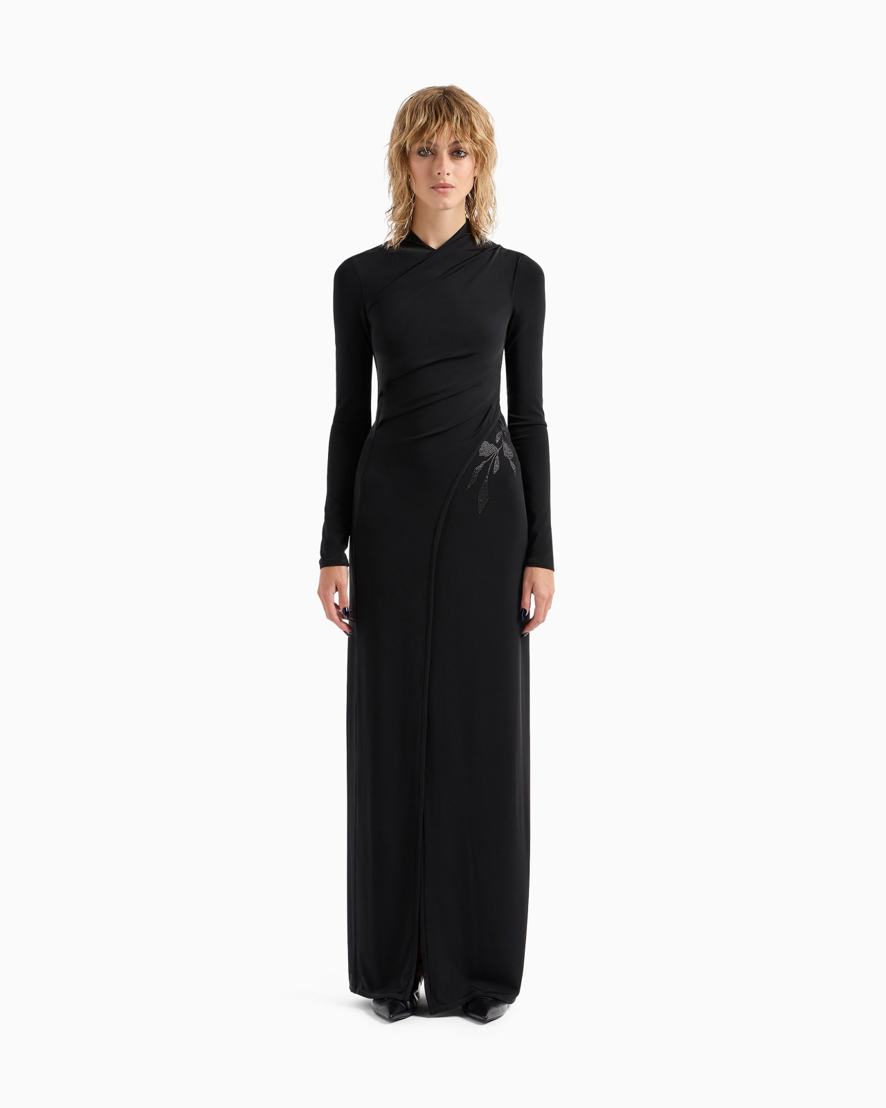 ASV long dress in stretch viscose jersey with rhinestones - 4