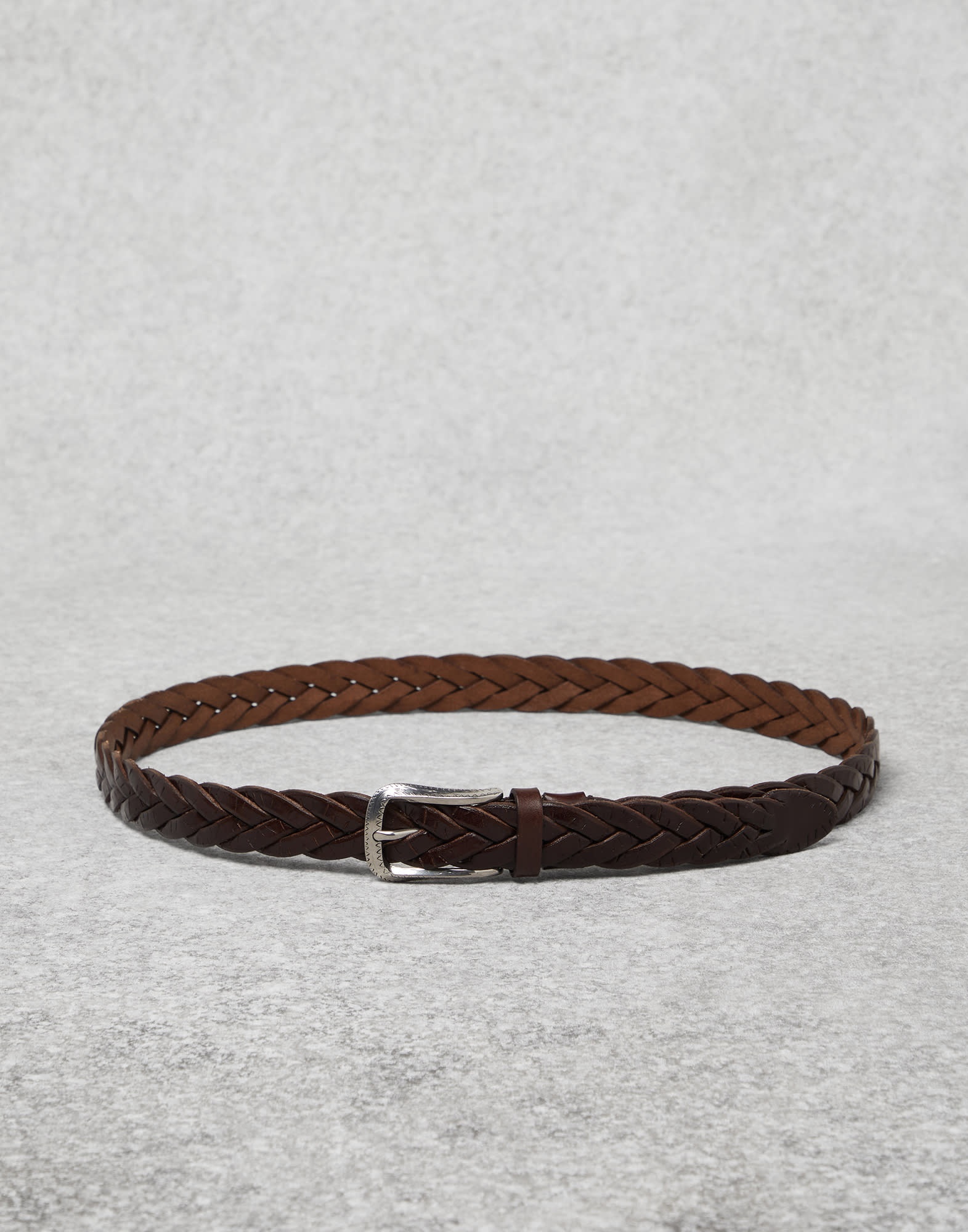 Scratched braided calfskin belt with detailed buckle - 1