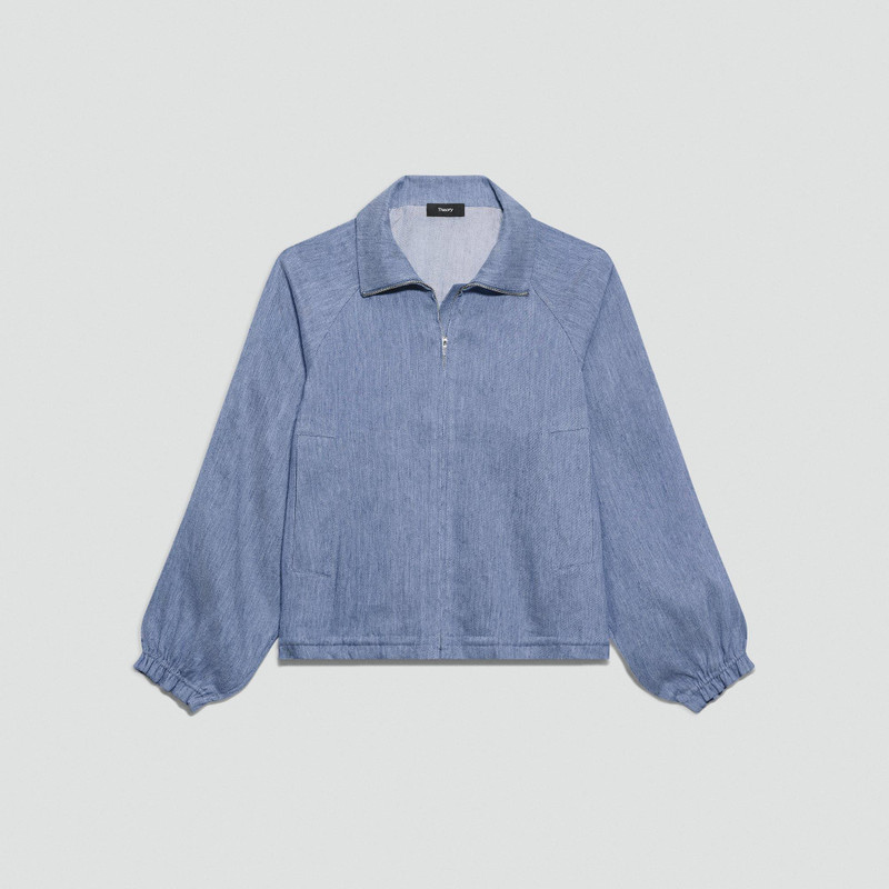 Collared Zip Jacket in Fluid Linen 1
