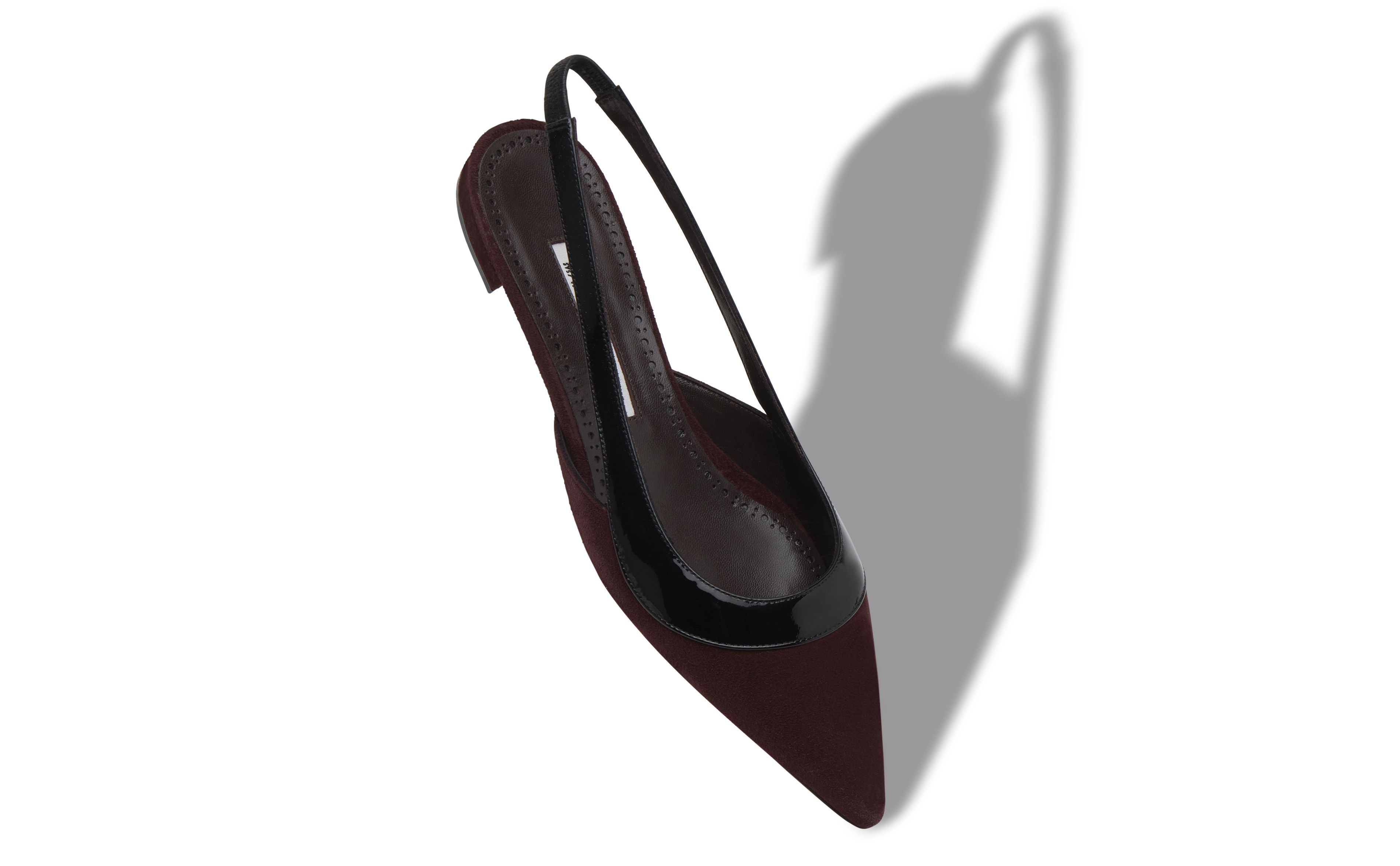 Berry Red Suede and Patent Slingback Flats - 2
