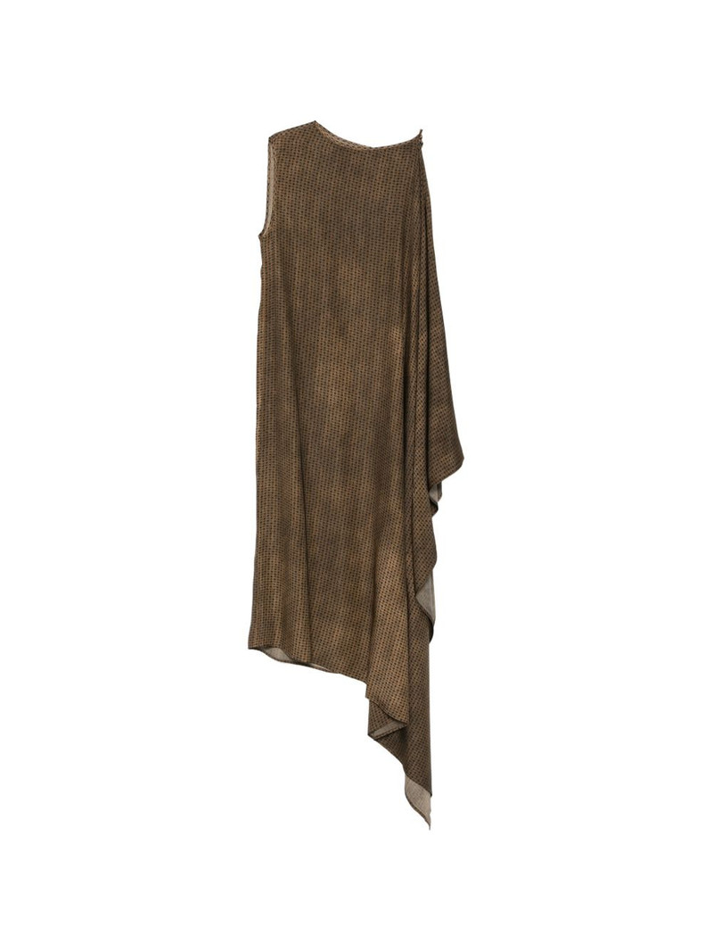 geometric-print draped asymmetric dress 1
