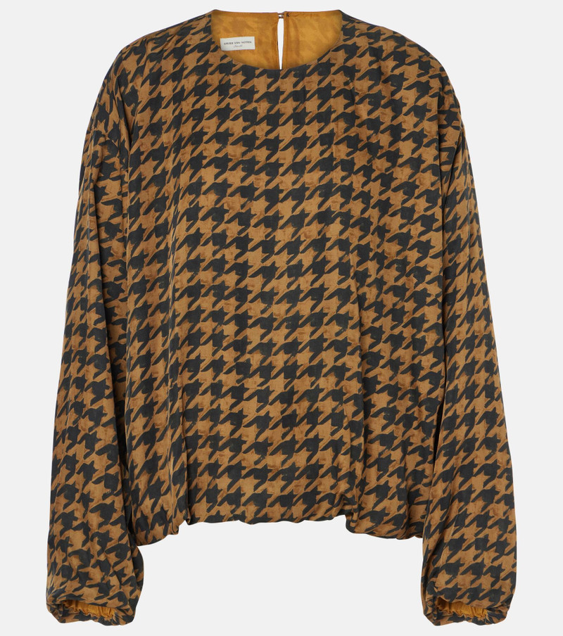 Houndstooth satin blouse - 1