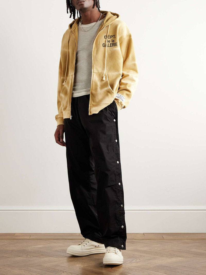 GALLERY DEPT. Logo-Print Bleached Cotton-Jersey Zip-Up Hoodie outlook
