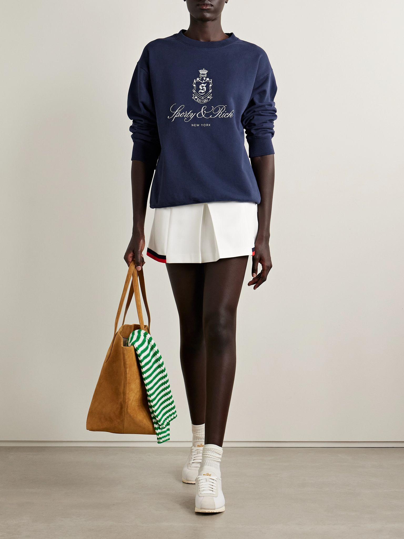 Vendome embroidered cotton-jersey sweatshirt Navy - 2