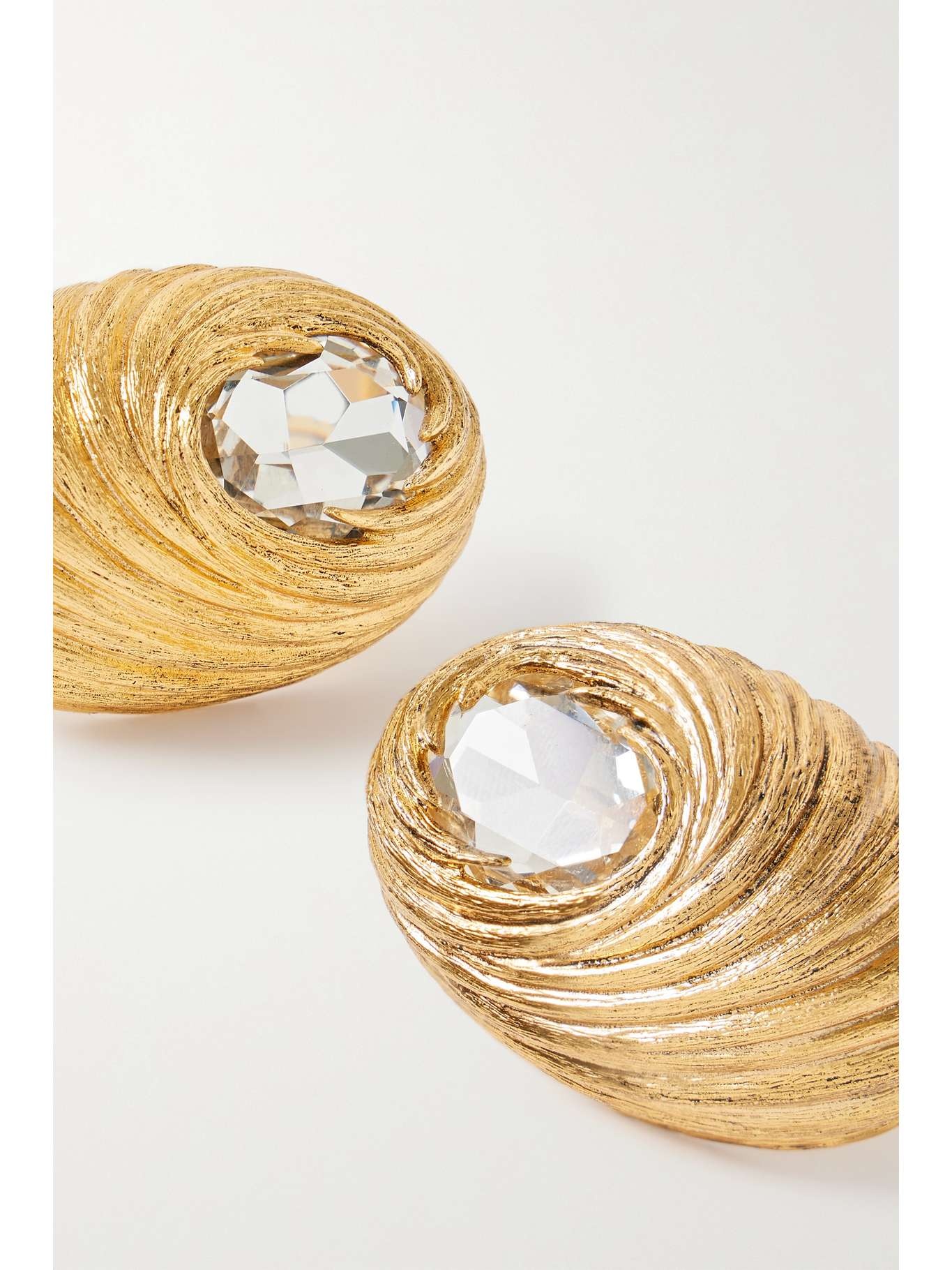 Gold-tone crystal clip earrings - 4