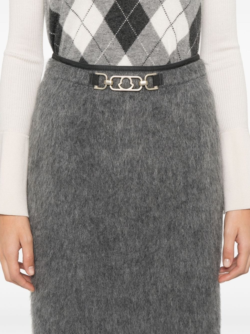 brushed-effect midi skirt - 5