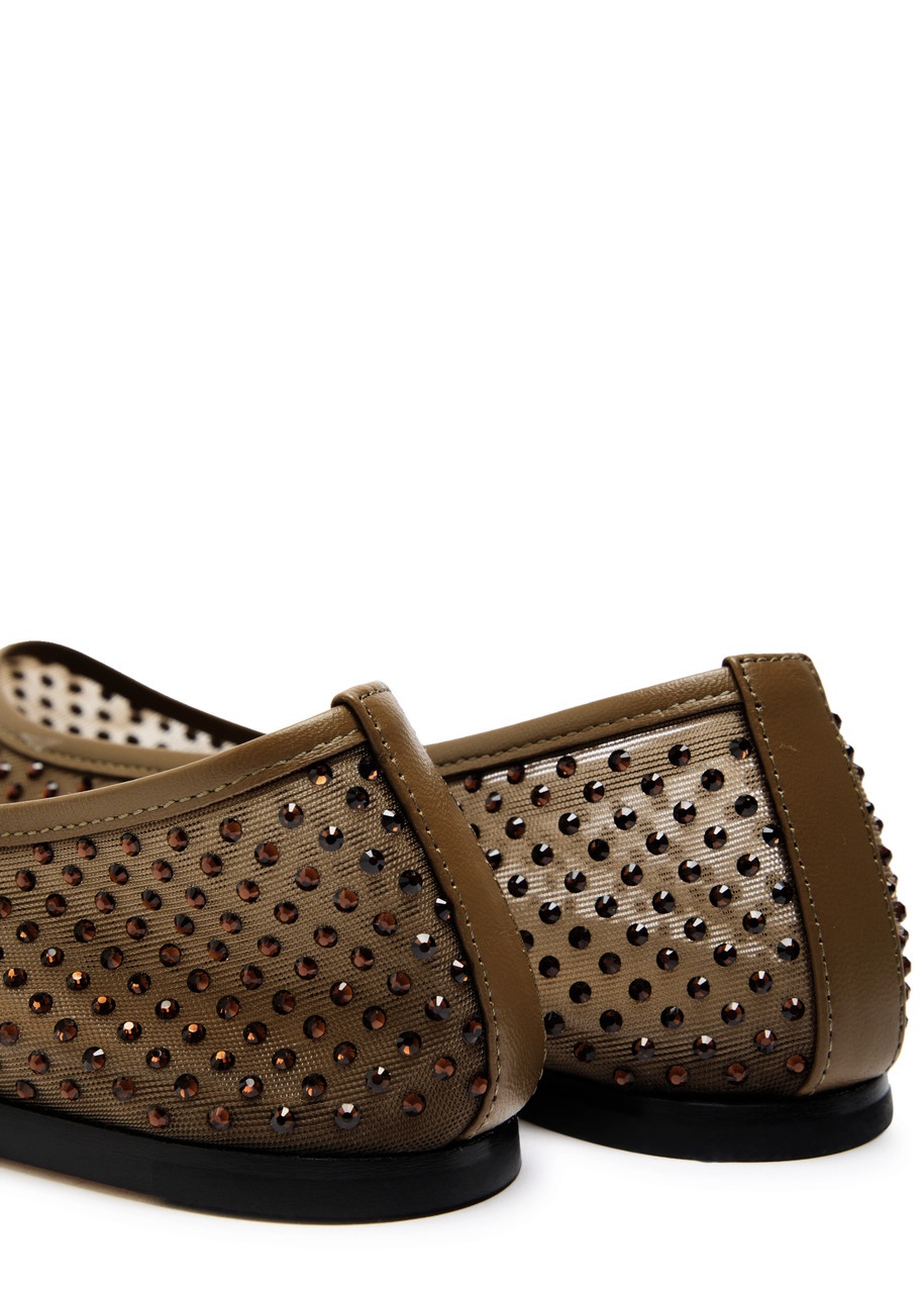 Dear Frances Balla Crystal-embellished Mesh Ballet Flats - 4